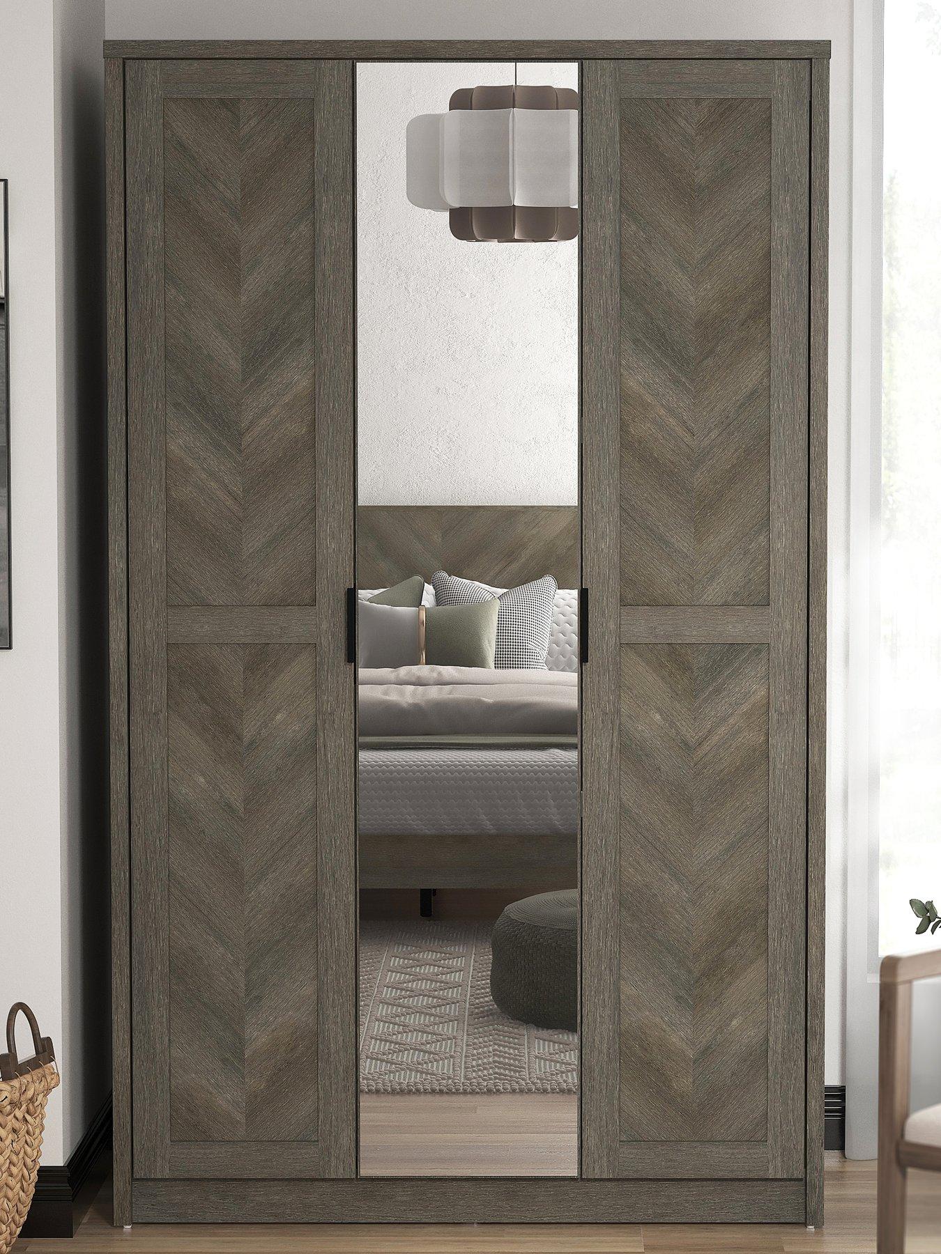 Very Home Chevry 3 Door Mirrored Wardrobe - Grey Oak