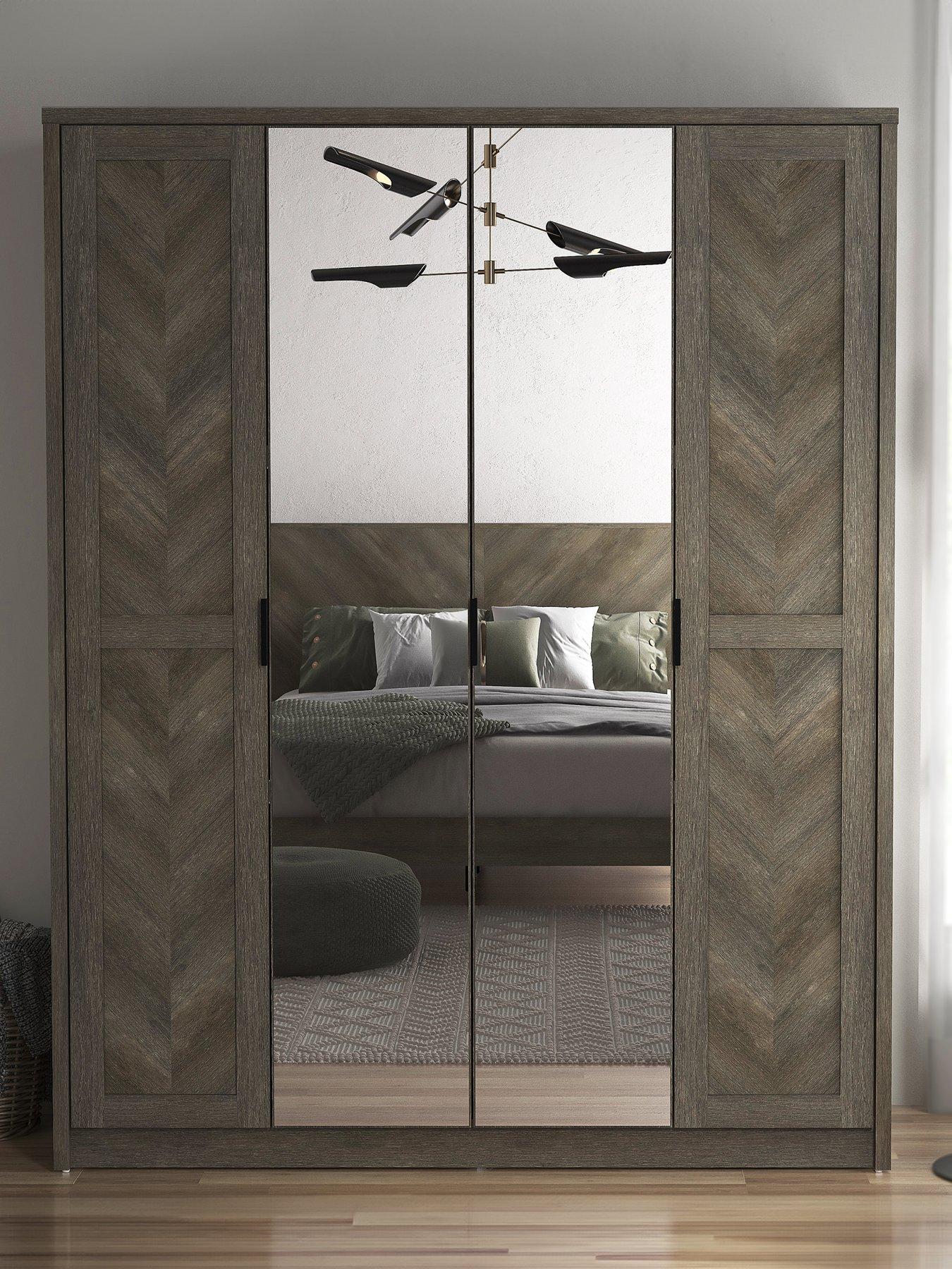 very-home-chevry-4-door-mirrored-wardrobe-greynbspoakdetail