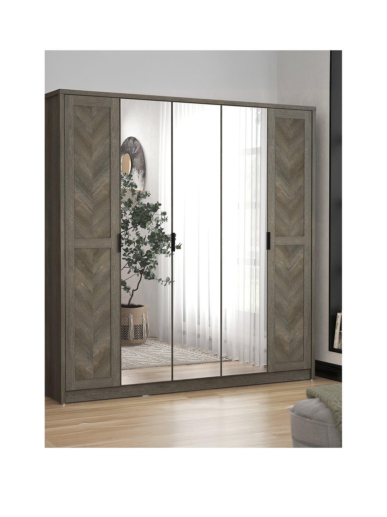 very-home-chevry-5-door-mirrored-wardrobe-greynbspoakstillFront