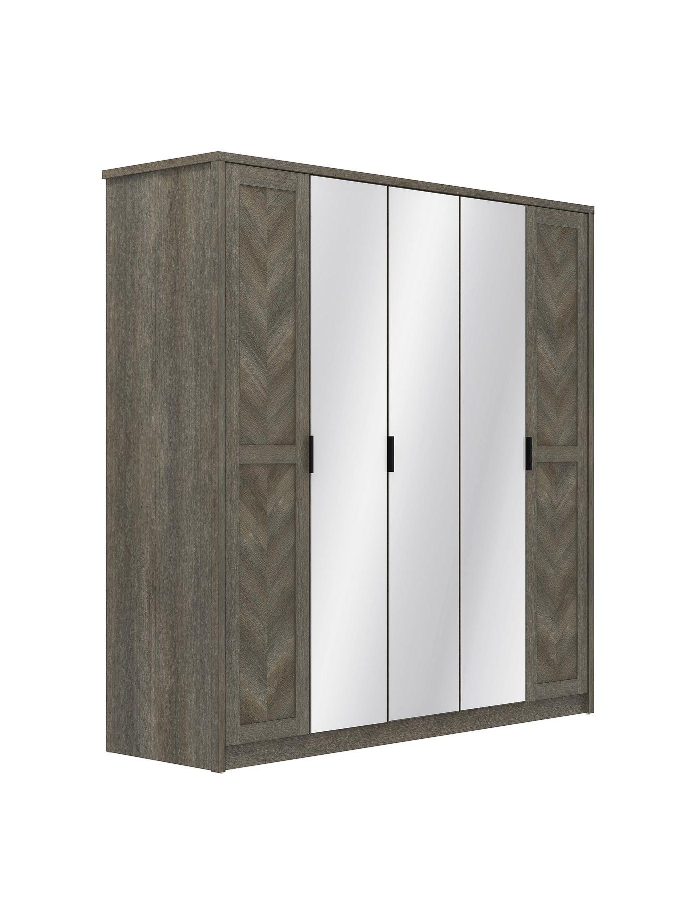 very-home-chevry-5-door-mirrored-wardrobe-greynbspoakoutfit