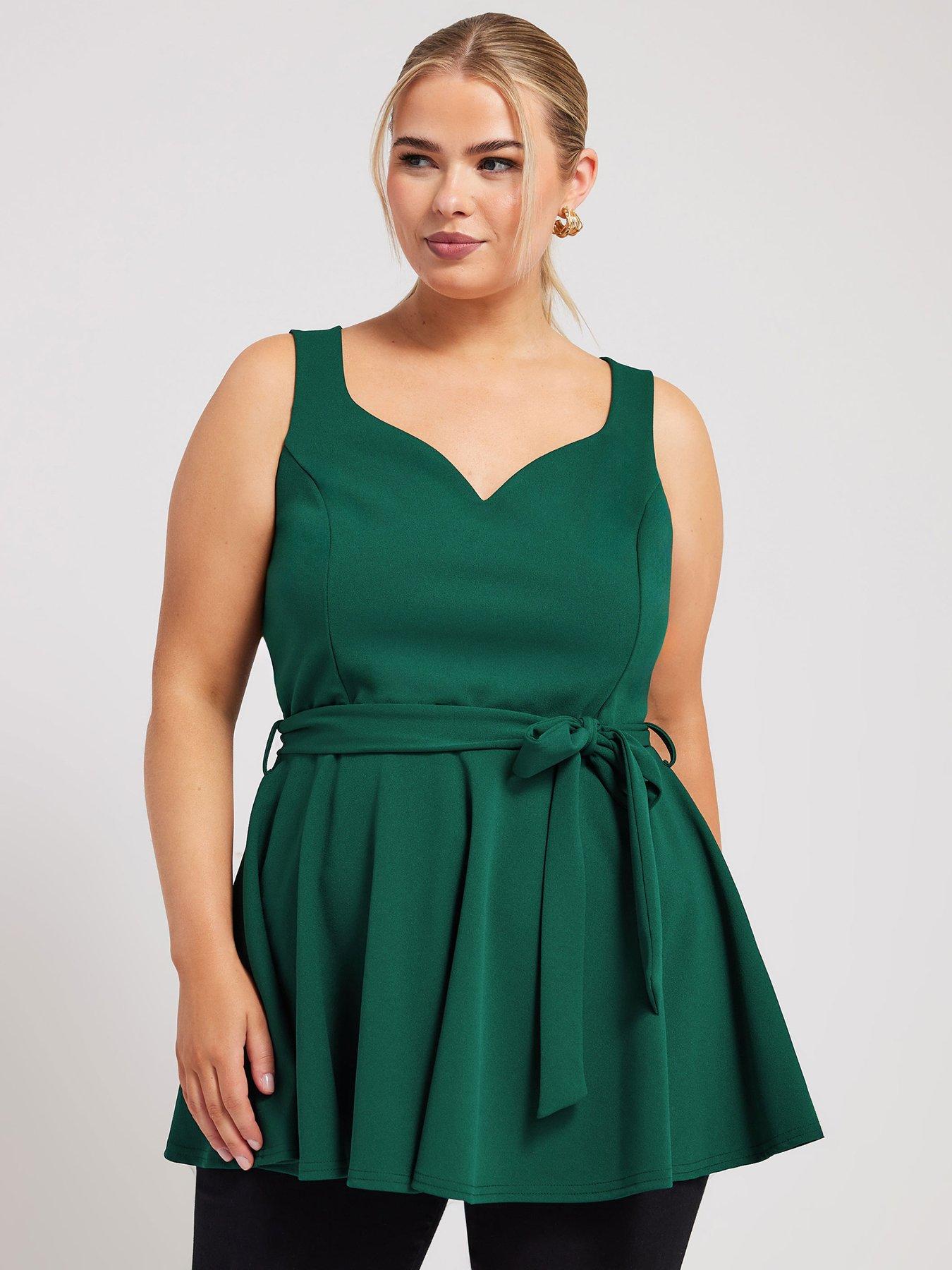 yours-curve-sweetheart-peplum-top-green