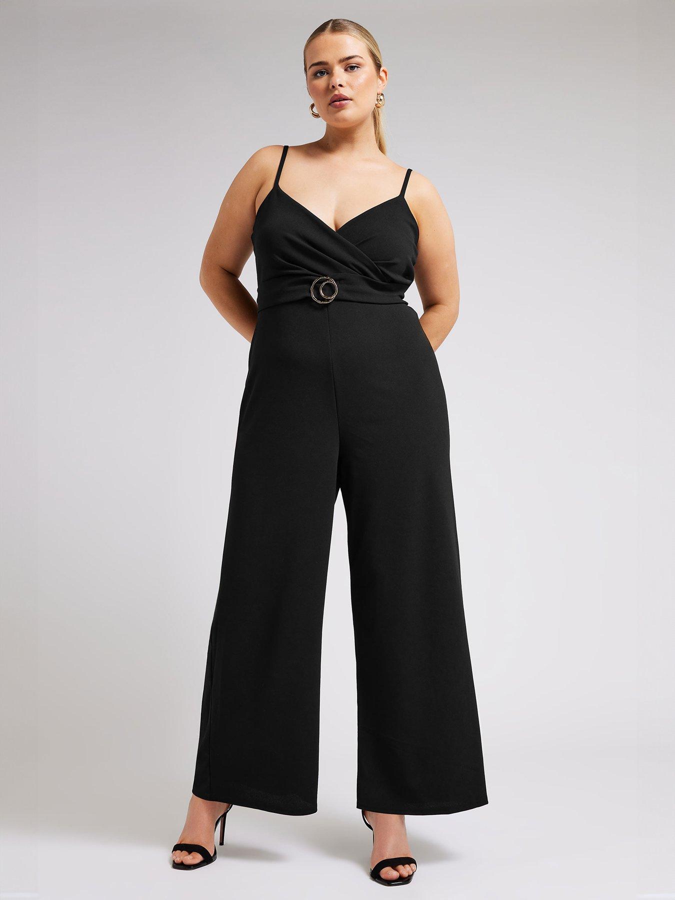 yours-curve-buckle-wrap-jumpsuit-blackfront