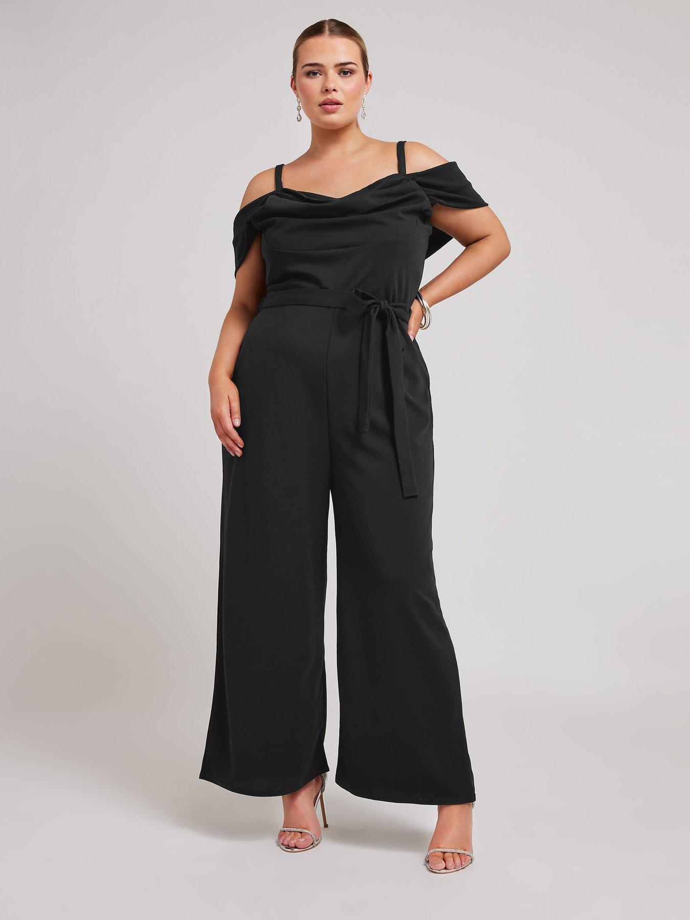 yours-curve-cowl-cold-shoulder-jumpsuit-black