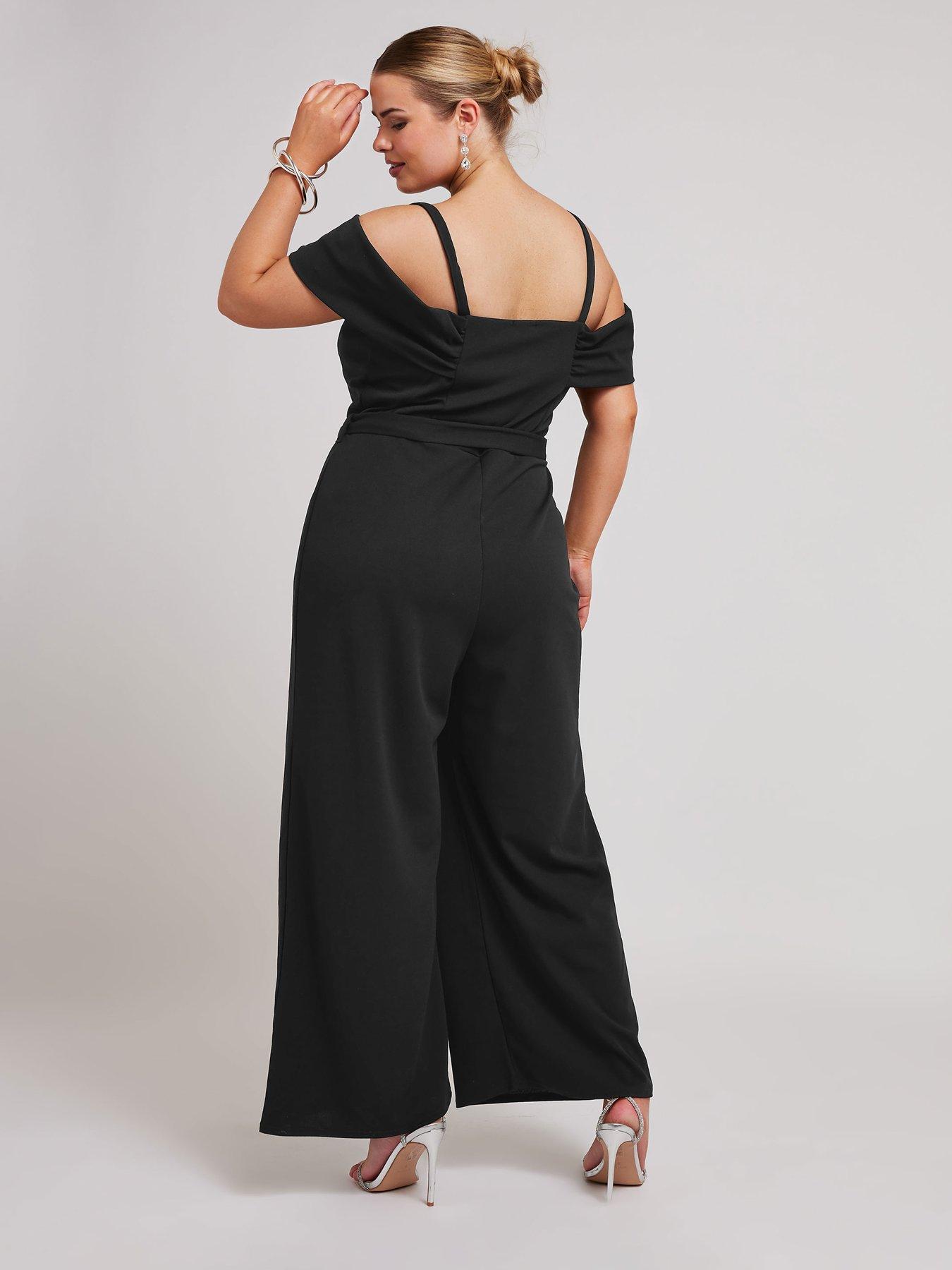 yours-curve-cowl-cold-shoulder-jumpsuit-blackstillFront