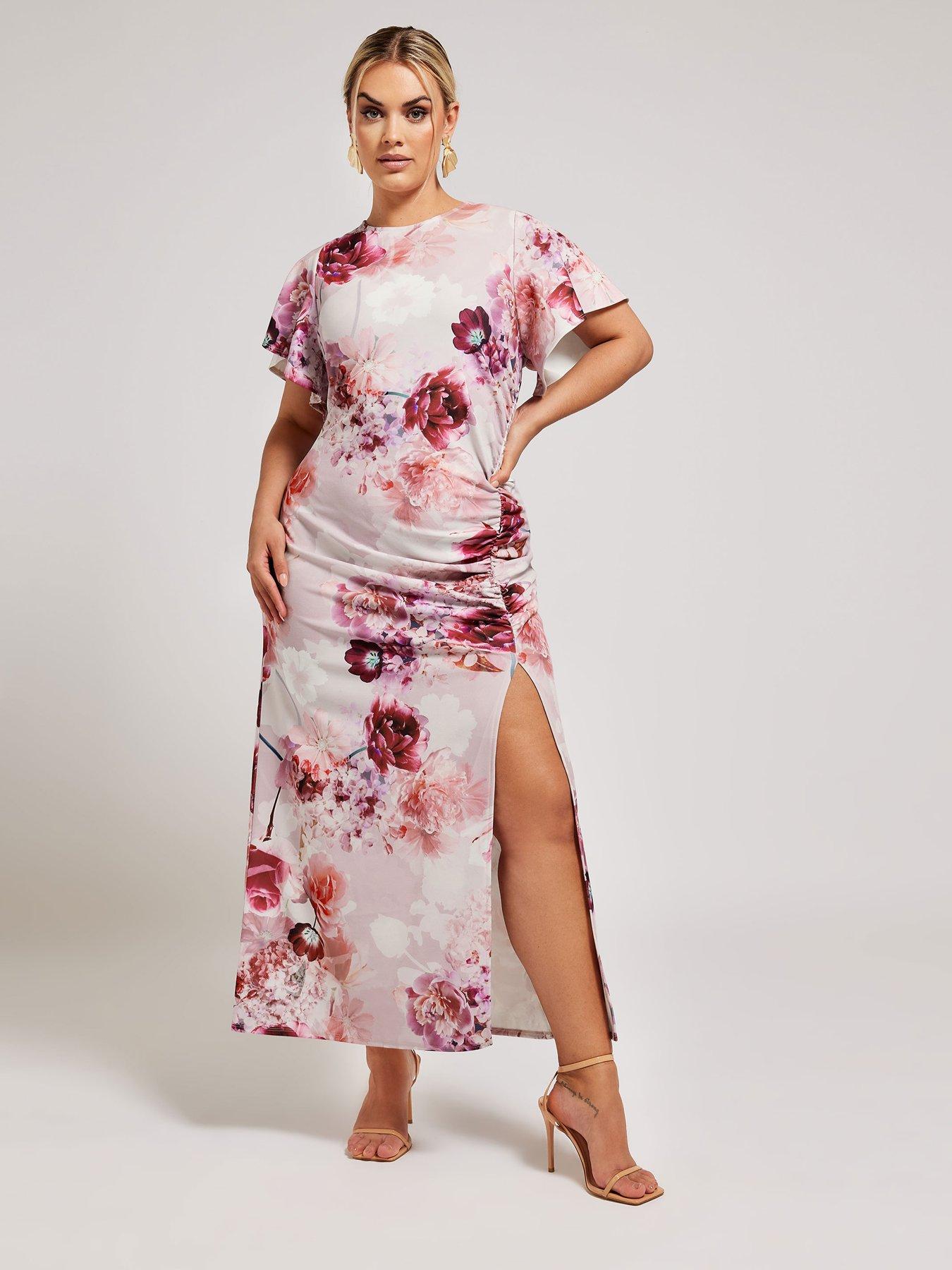 yours-curve-floral-gathered-dress-pink