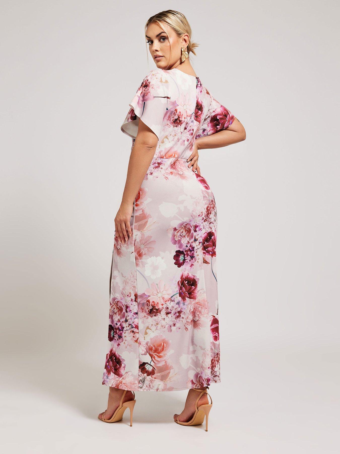 yours-curve-floral-gathered-dress-pinkstillFront