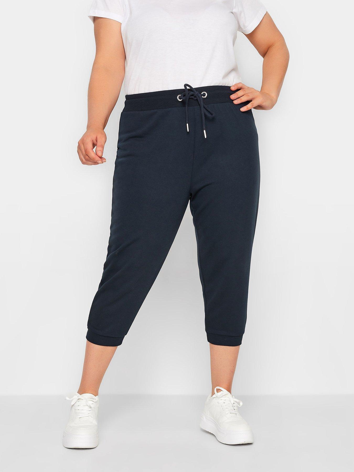 Image 1 of 2 of Yours Curve Navy Cropped Jogger