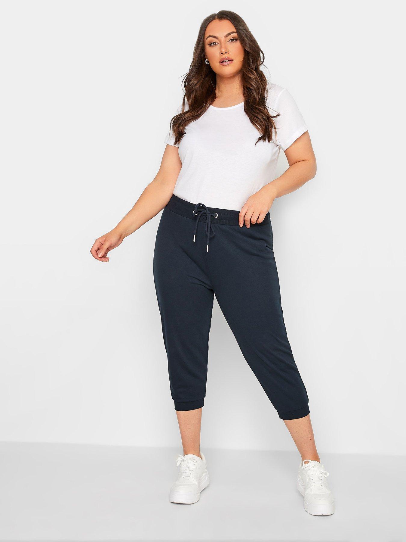 Image 2 of 2 of Yours Curve Navy Cropped Jogger