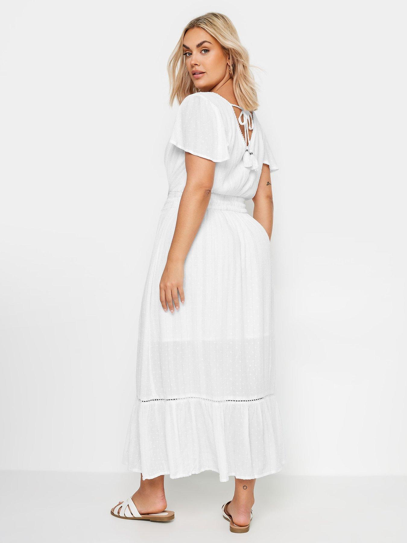 Image 2 of 4 of Yours Curve Dobby Lurex Maxi Dress - White