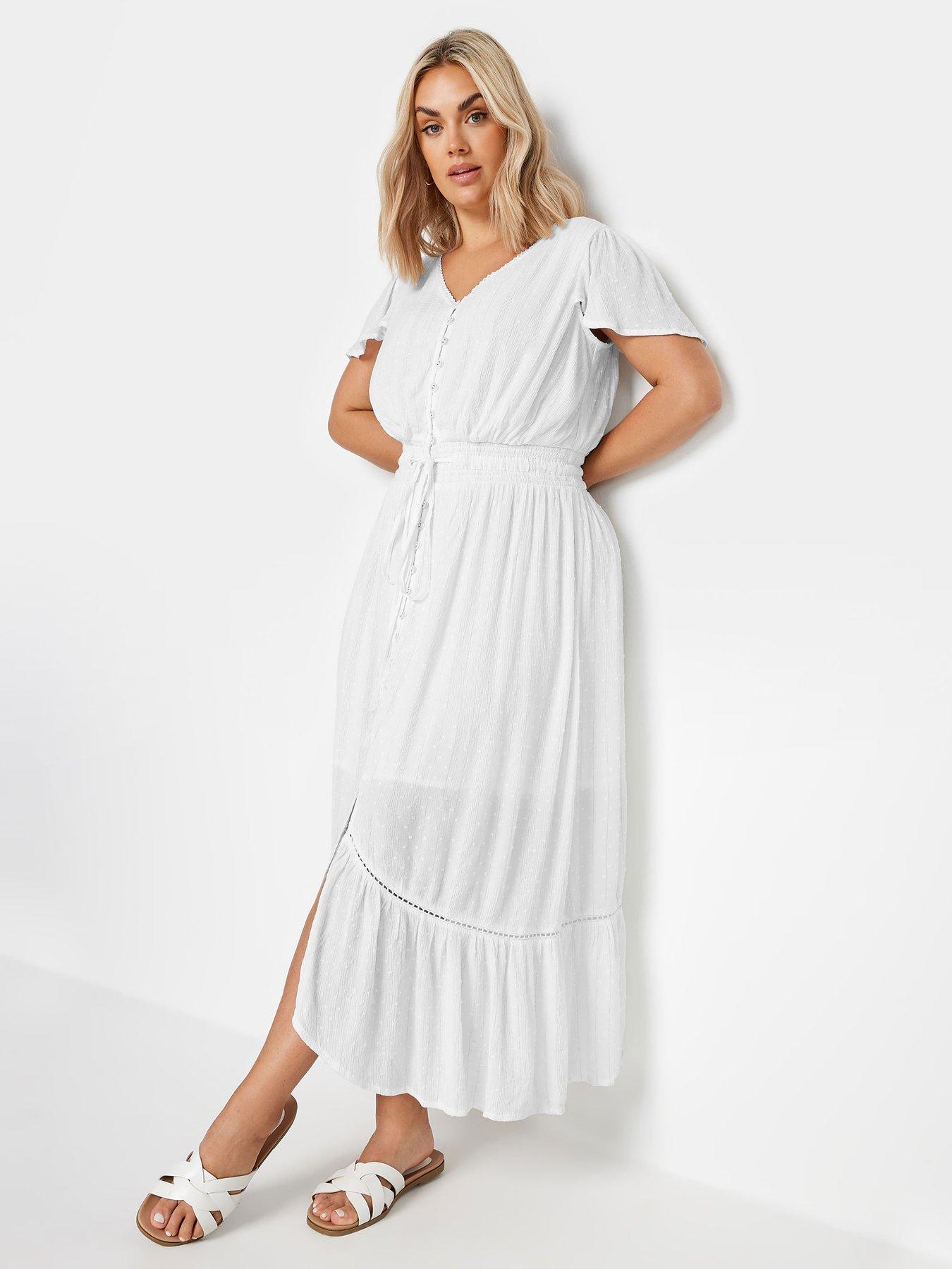 Image 3 of 4 of Yours Curve Dobby Lurex Maxi Dress - White