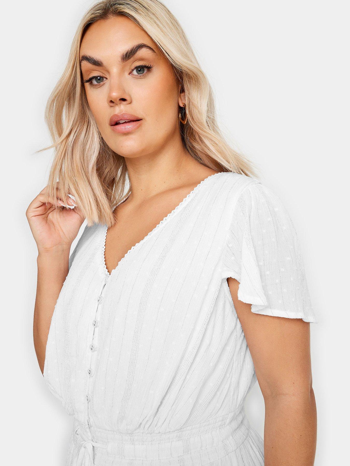 Image 4 of 4 of Yours Curve Dobby Lurex Maxi Dress - White