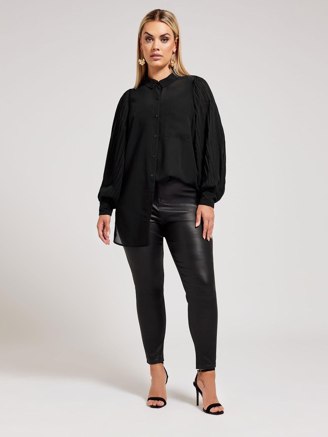 yours-curve-pleat-sleeve-shirt-blackback