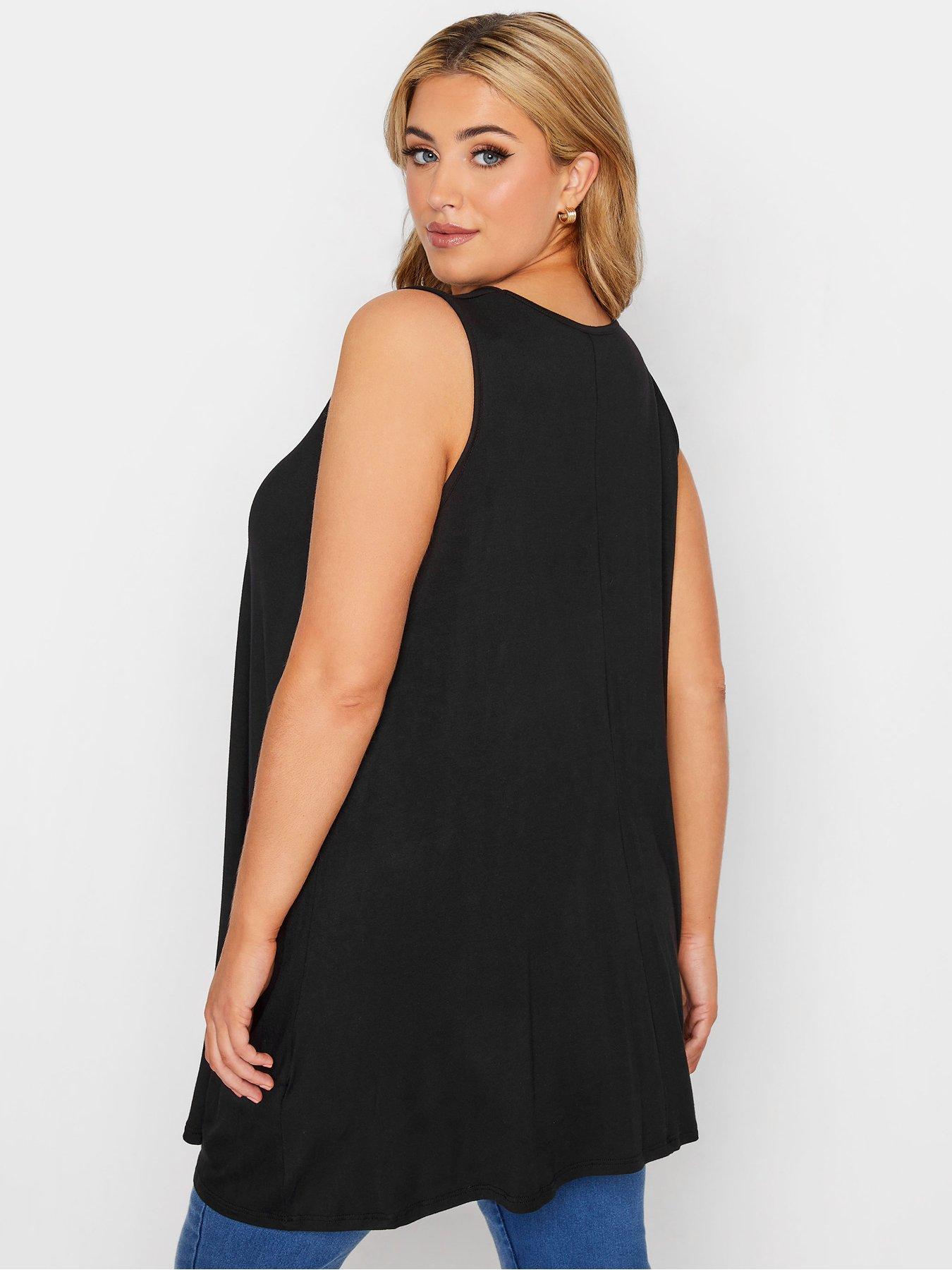 Image 2 of 4 of Yours Curve Pleat Swing Vest -&nbsp;Black