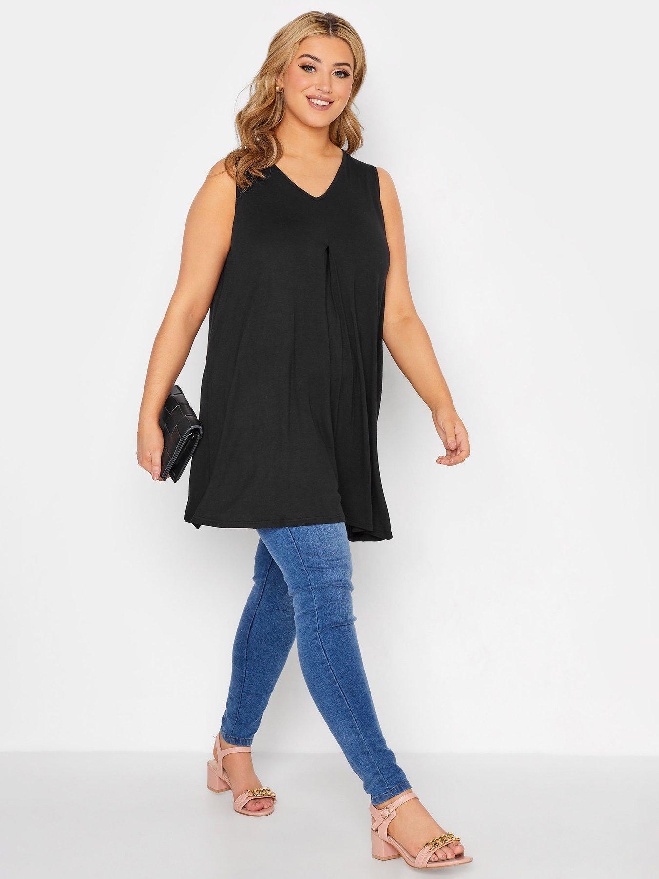 Image 3 of 4 of Yours Curve Pleat Swing Vest -&nbsp;Black