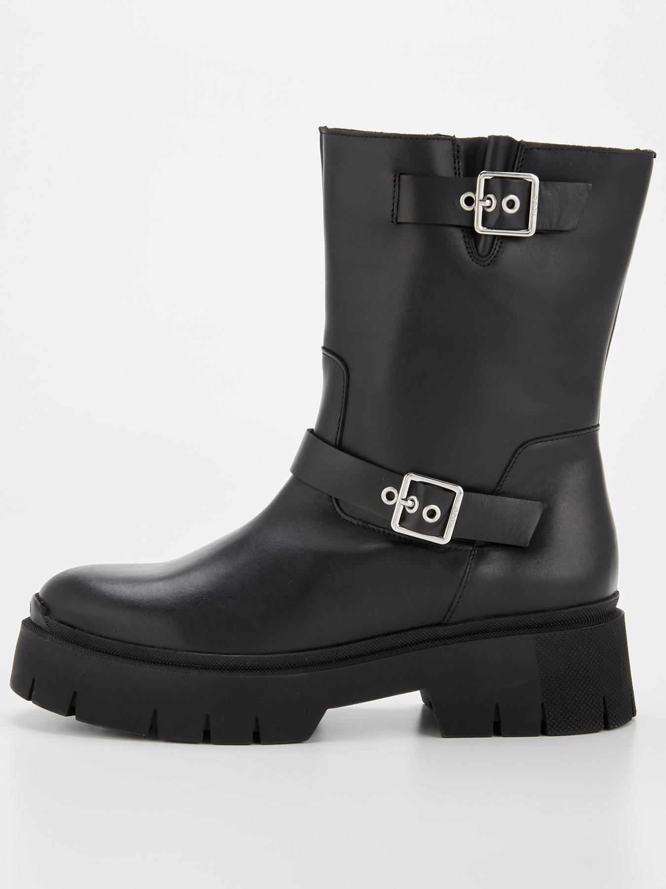 hugo-kris-buckle-ankle-boot-black