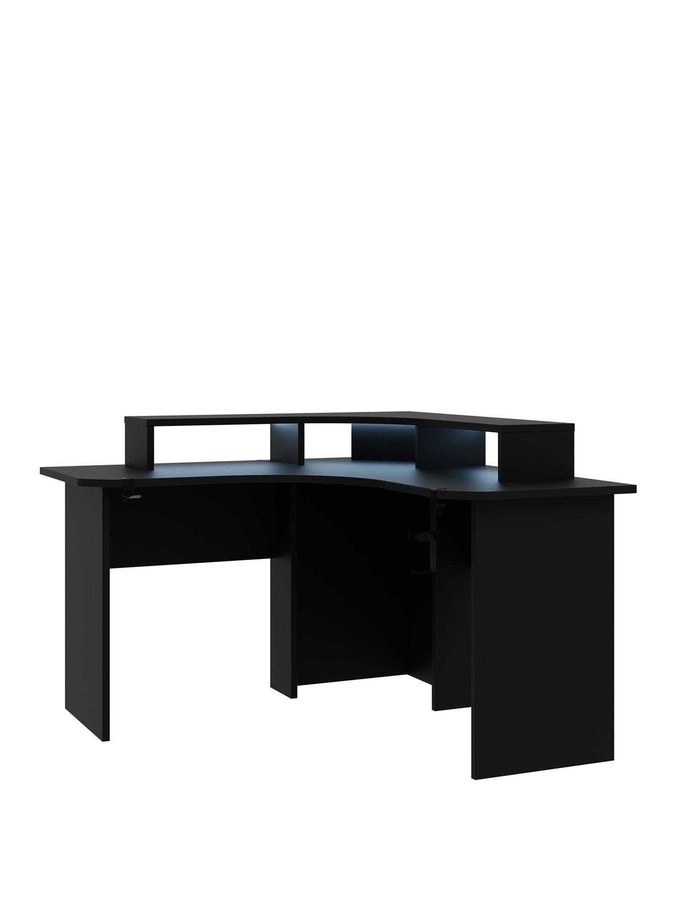 Very Home Dylan Corner Gaming Desk with LED Lighting - Black - FSC ...
