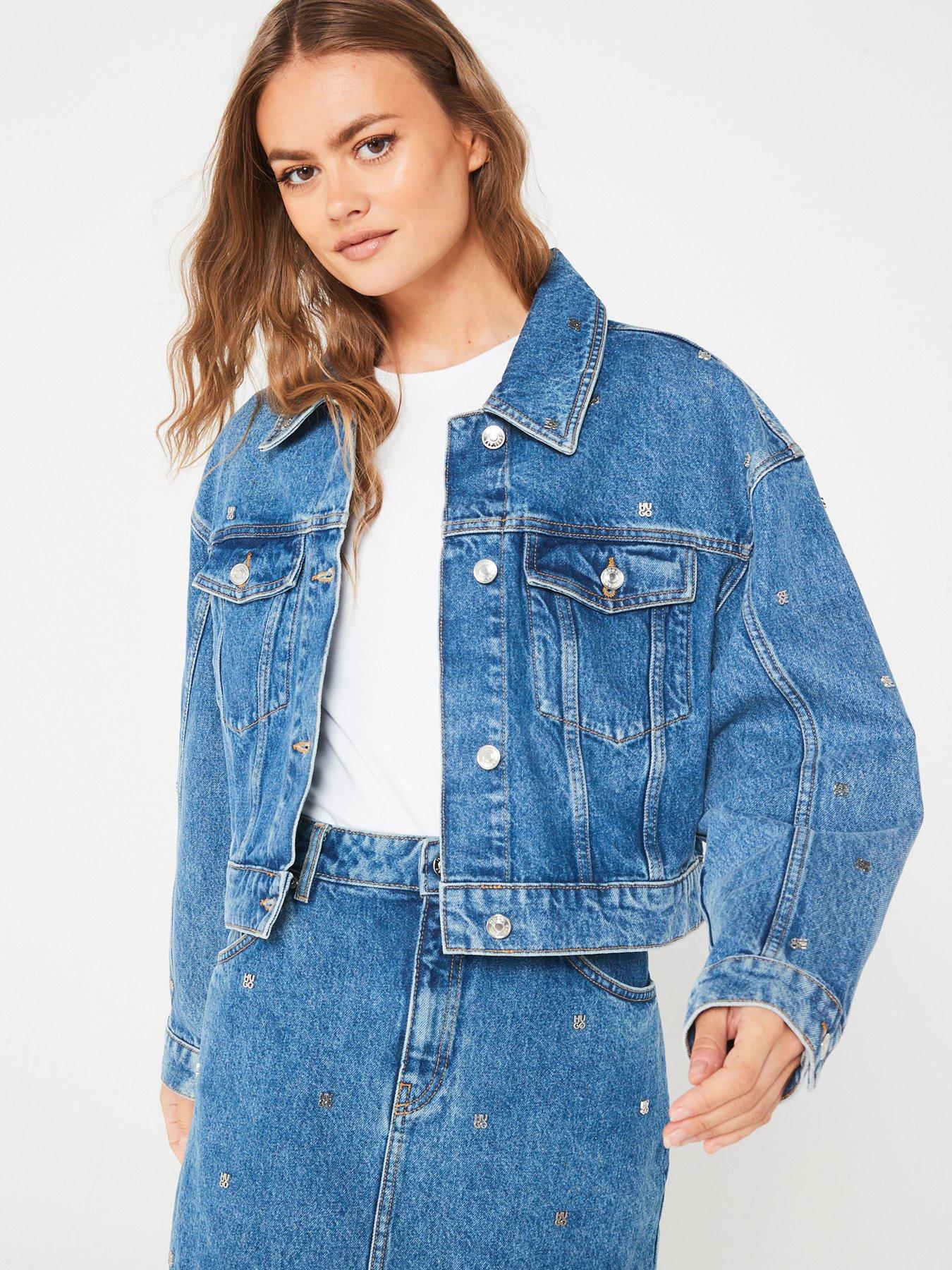 hugo-gisolia-all-over-logo-denim-jacket-bluefront