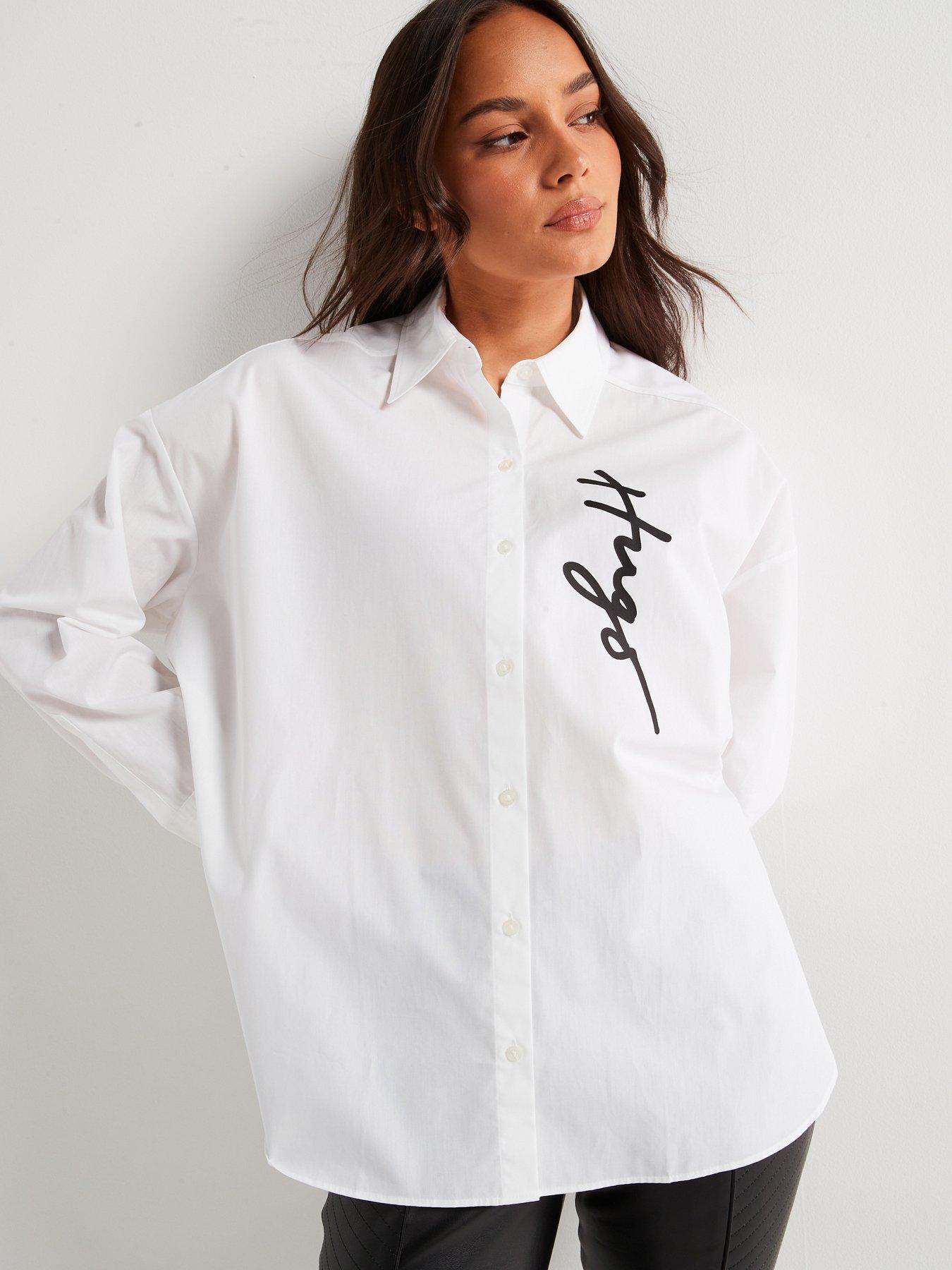 hugo-exifa-chest-logo-long-sleeve-shirt-whitefront