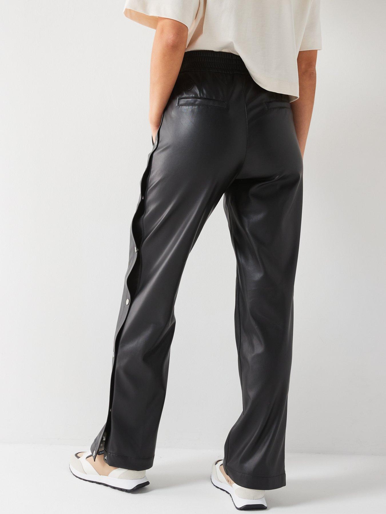 hugo-hileda-faux-leather-pant-with-side-poppers-blackstillFront