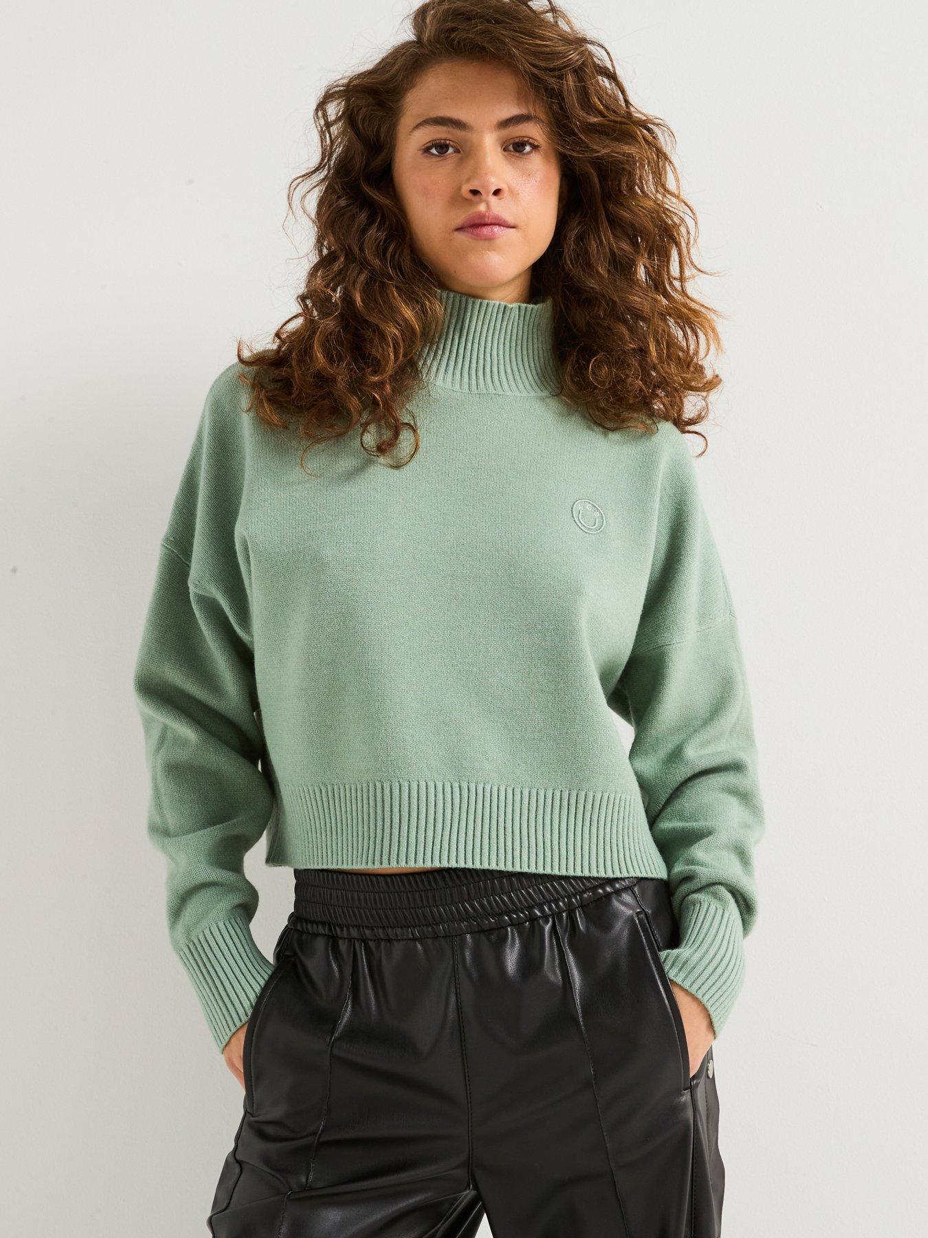 Image 1 of 6 of HUGO Sesty High Neck Knitted Jumper - Green