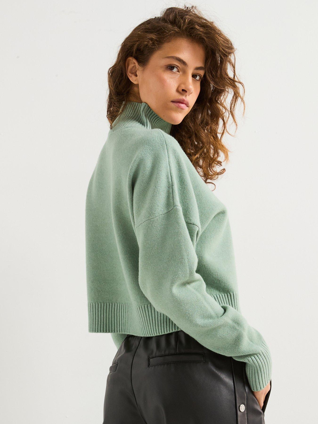Image 2 of 6 of HUGO Sesty High Neck Knitted Jumper - Green