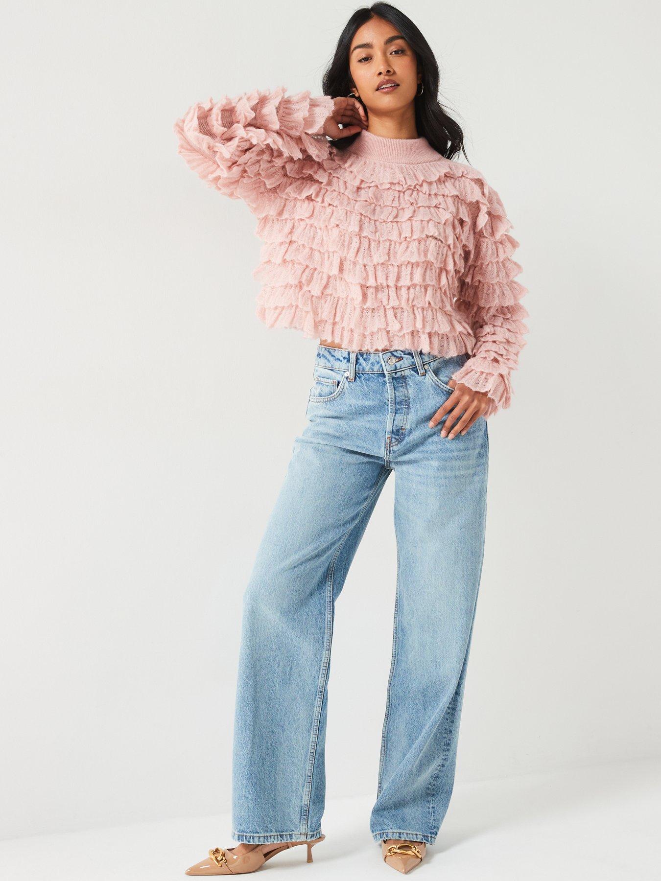 hugo-sorrety-frill-textured-long-sleeve-top-pinkback