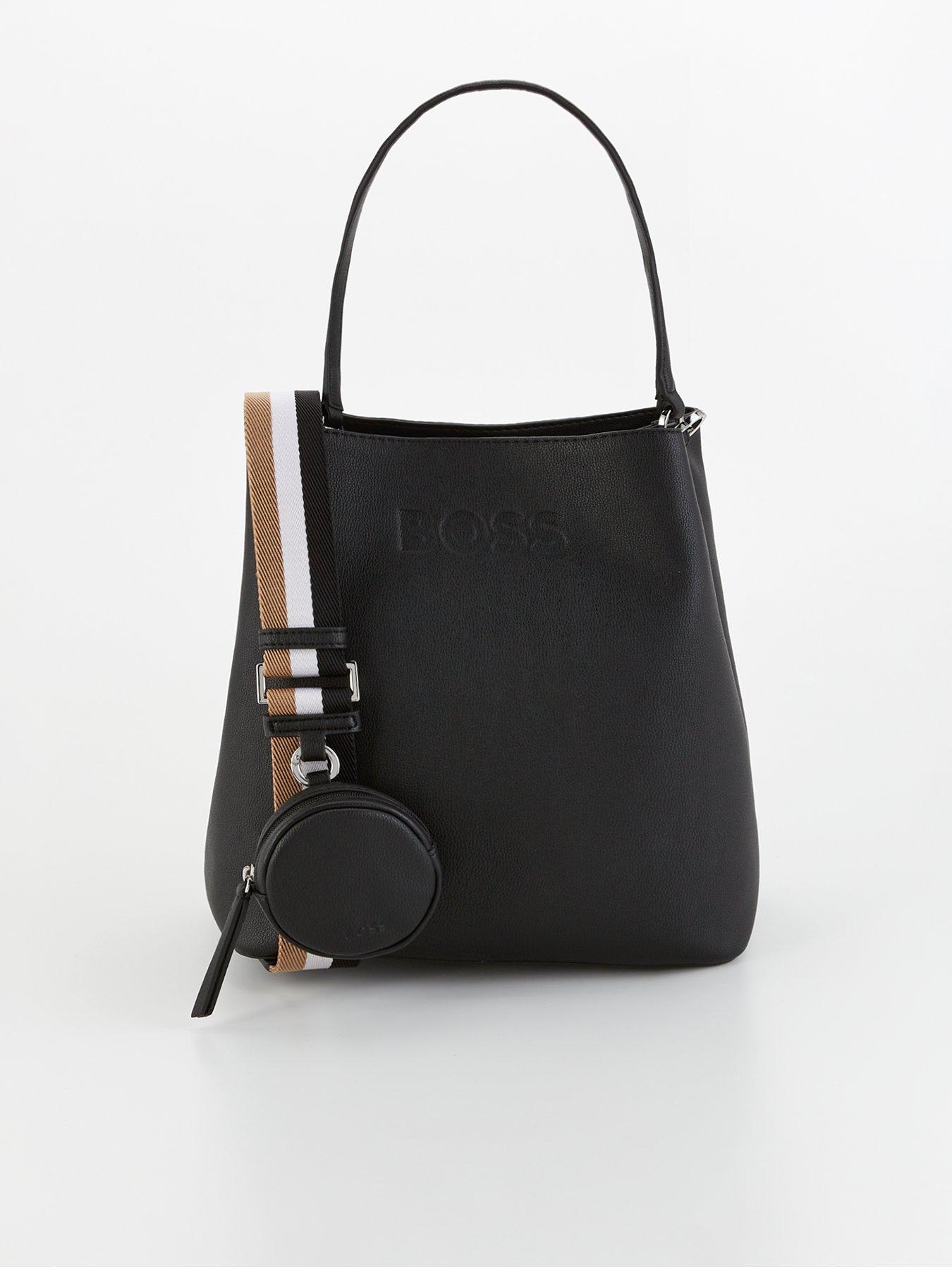 boss-addison-bucket-bag-with-webbing-strap-blackfront