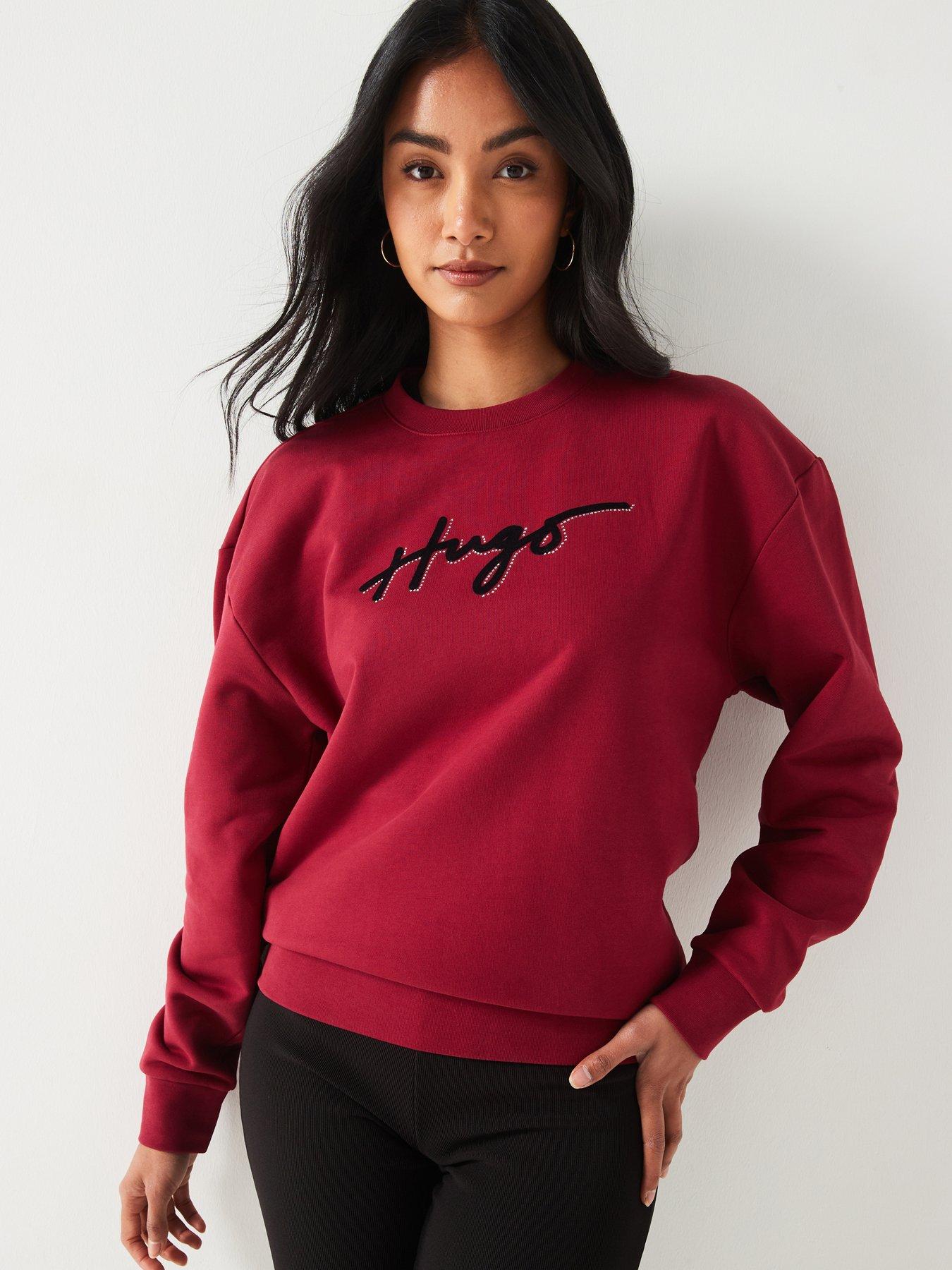 hugo-easy-crew-neck-logo-sweatshirt-red