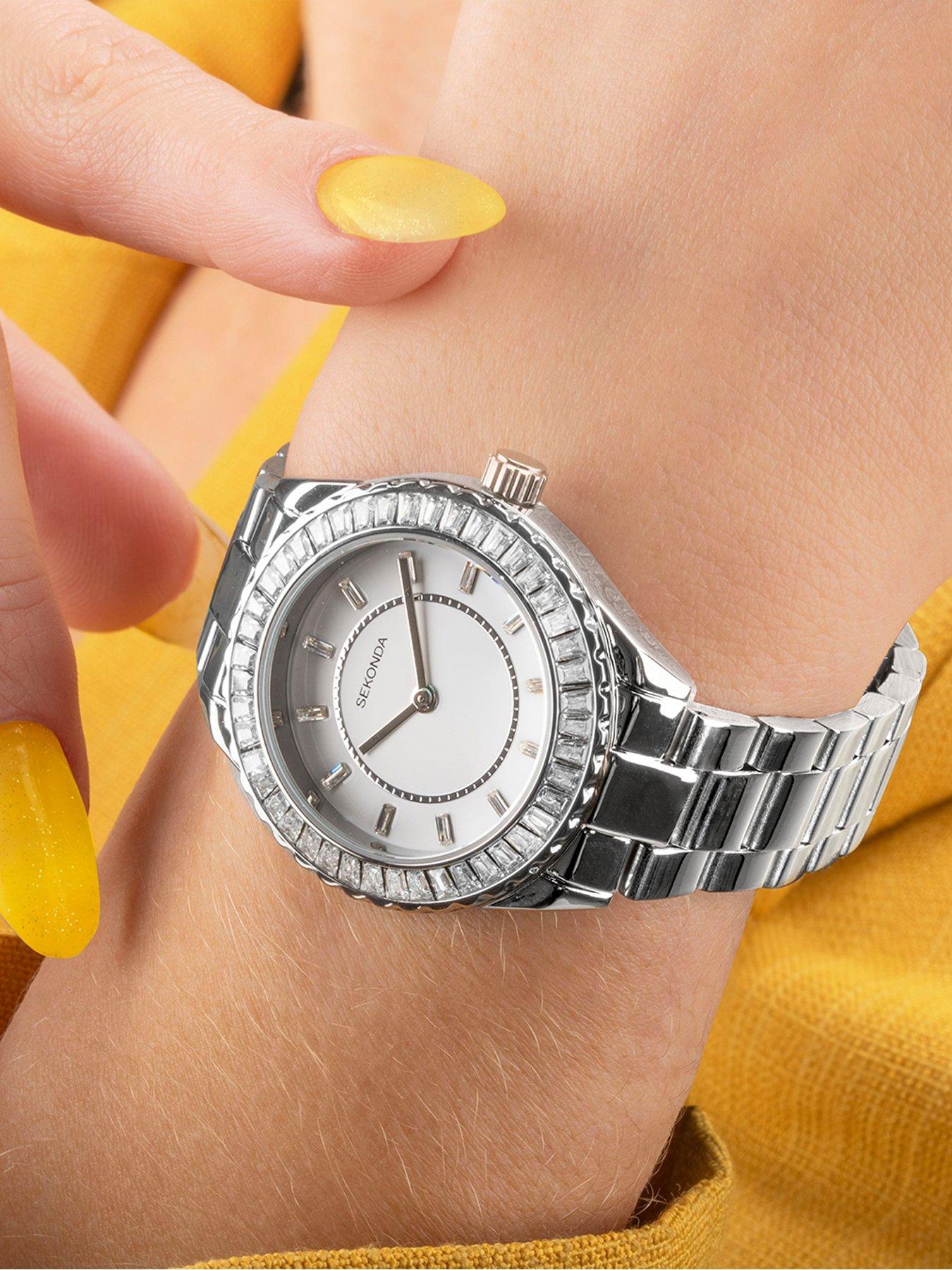 Image 2 of 6 of Sekonda Womens Margot Silver Stainless Steel Bracelet with Stone Set Bezel and White Dial Analogue Watch
