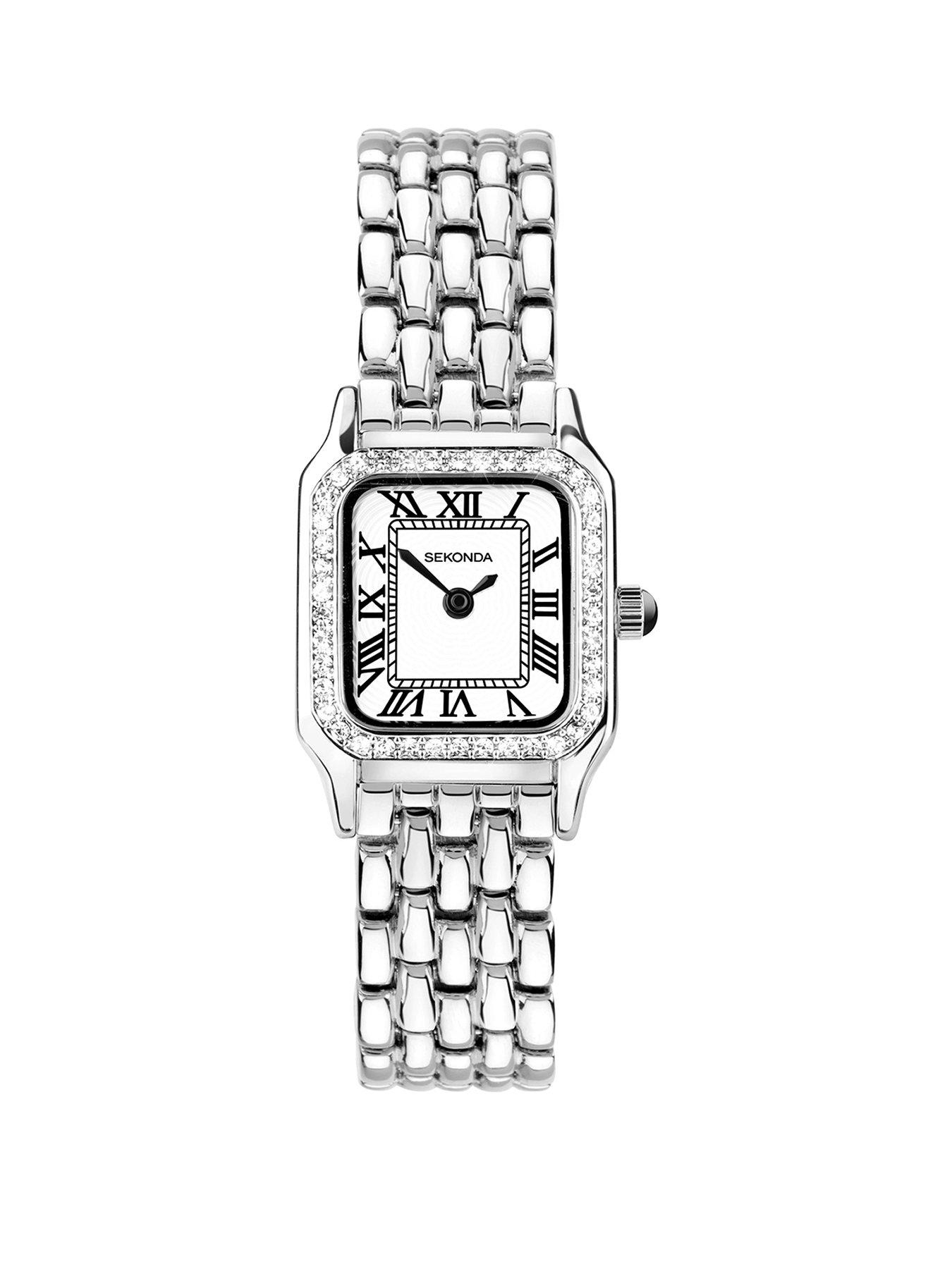 Sekonda Monica Silver Alloy Bracelet with White Dial and Stone-Set Bezel