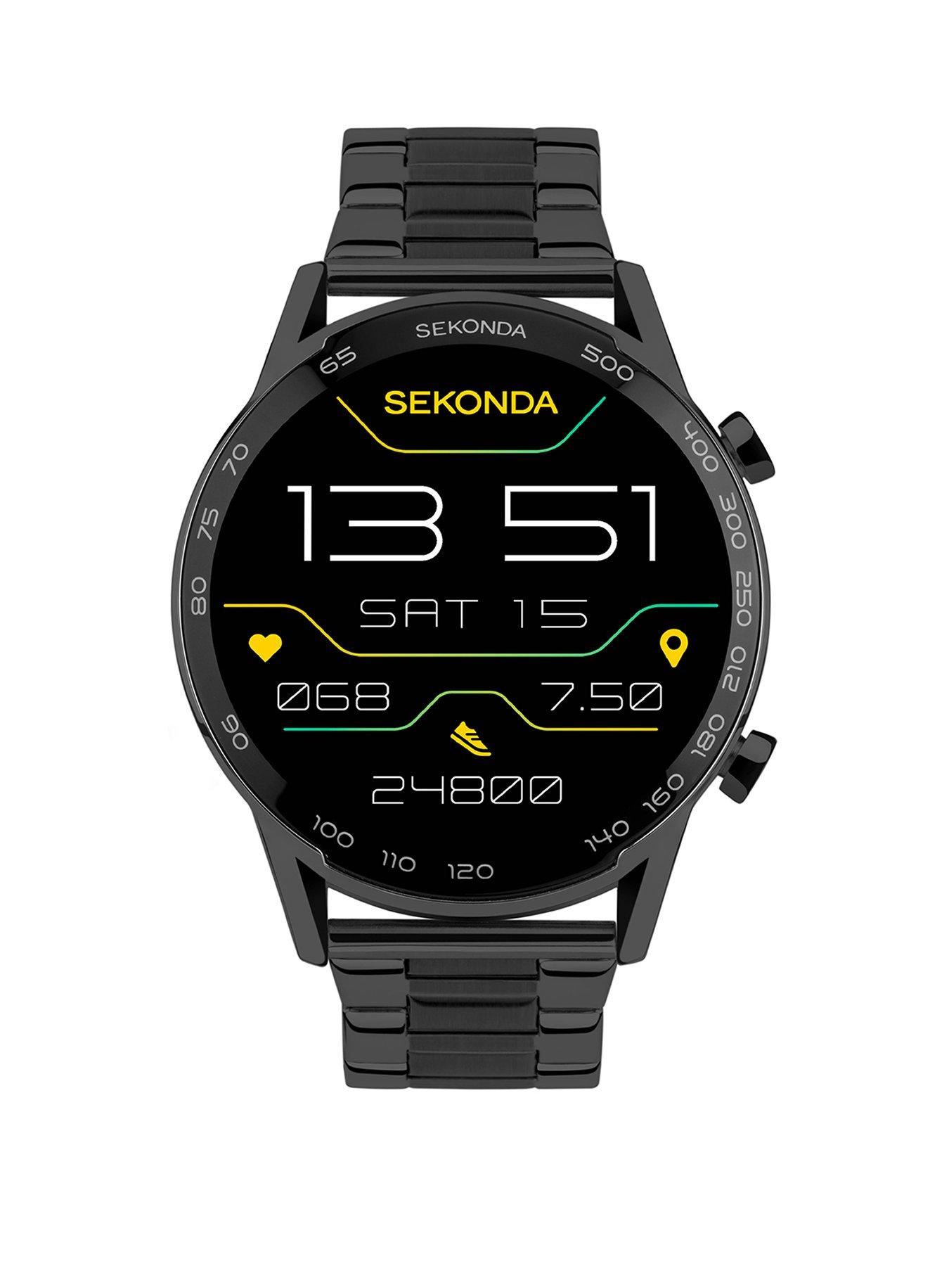 undefined Sekonda Mens Active Plus Black Stainless Steel Bracelet Smartwatch