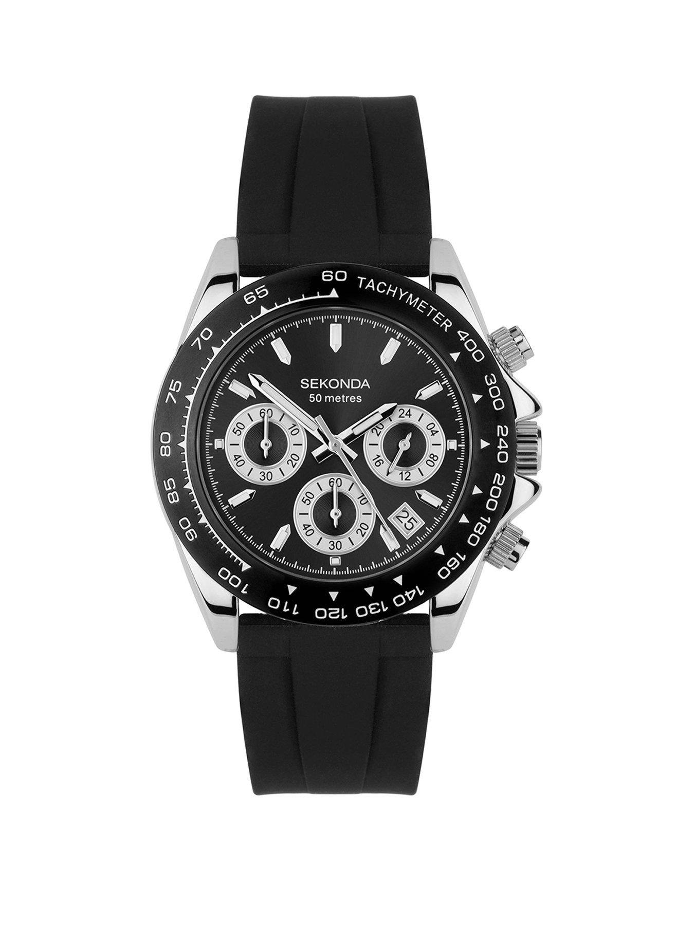 Sekonda Circuit Black Silicone Strap Chronograph Watch