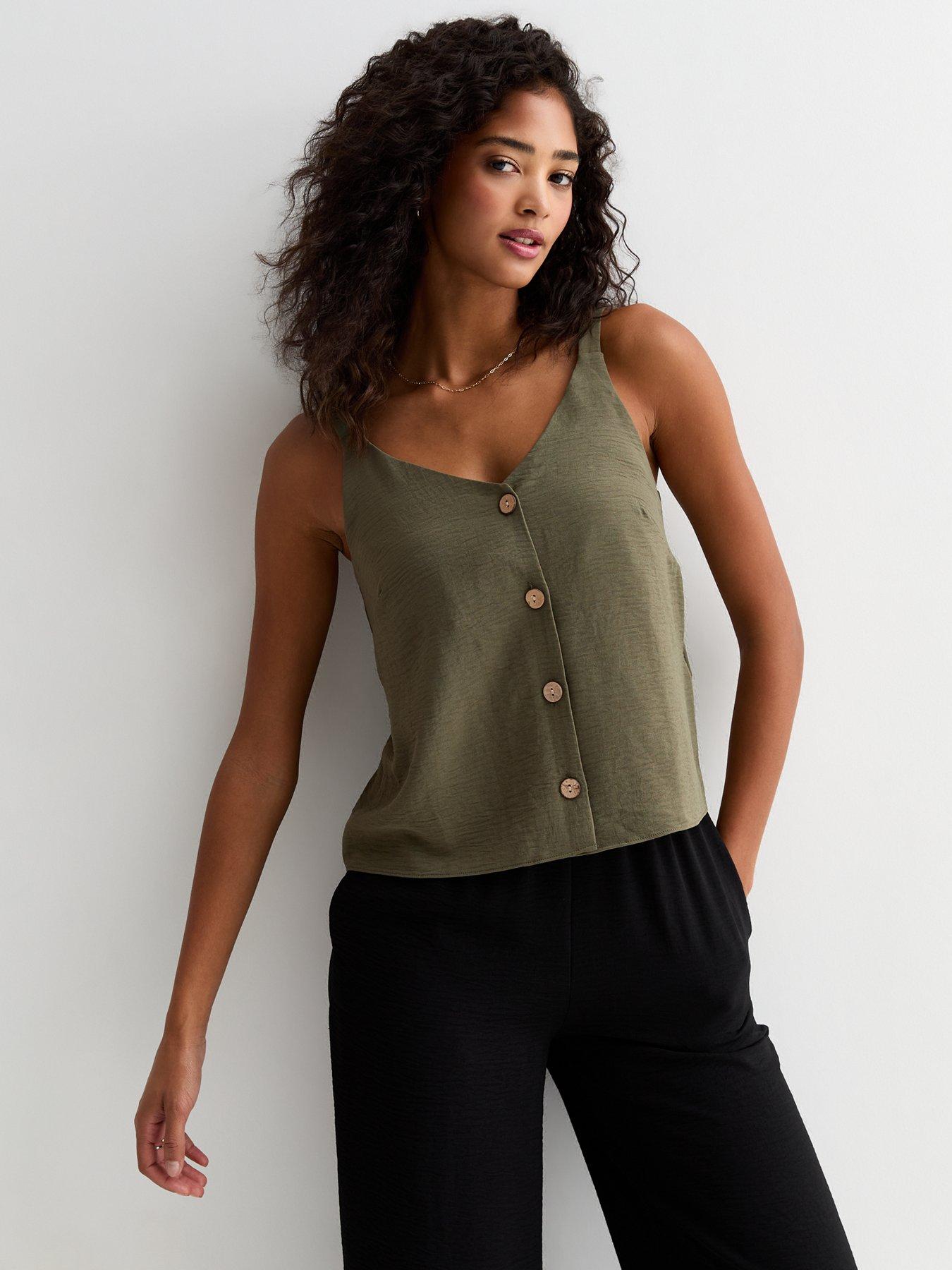 new-look-khaki-button-through-cami-top