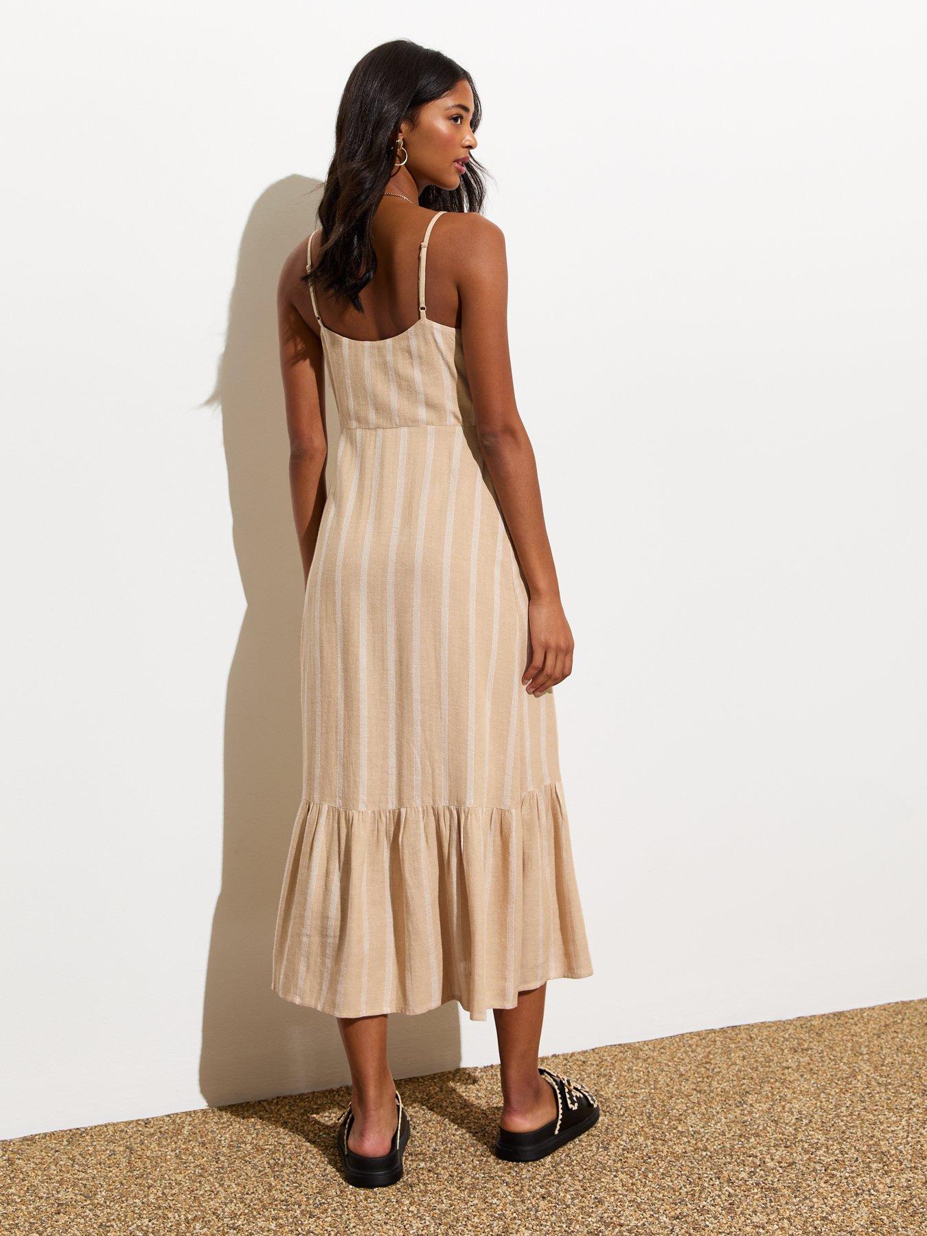 new-look-brown-striped-pleated-midi-dressstillFront