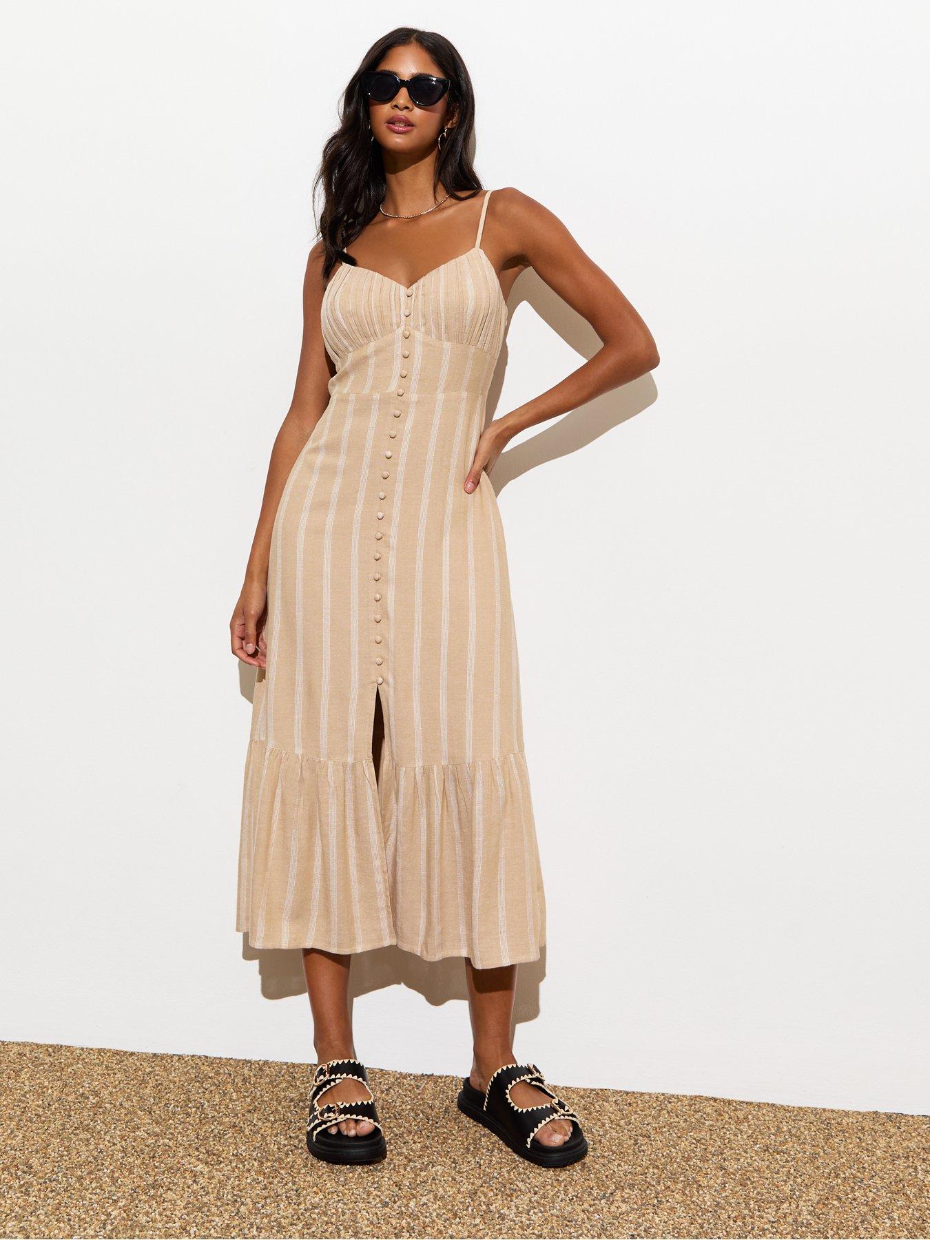 new-look-brown-striped-pleated-midi-dressback