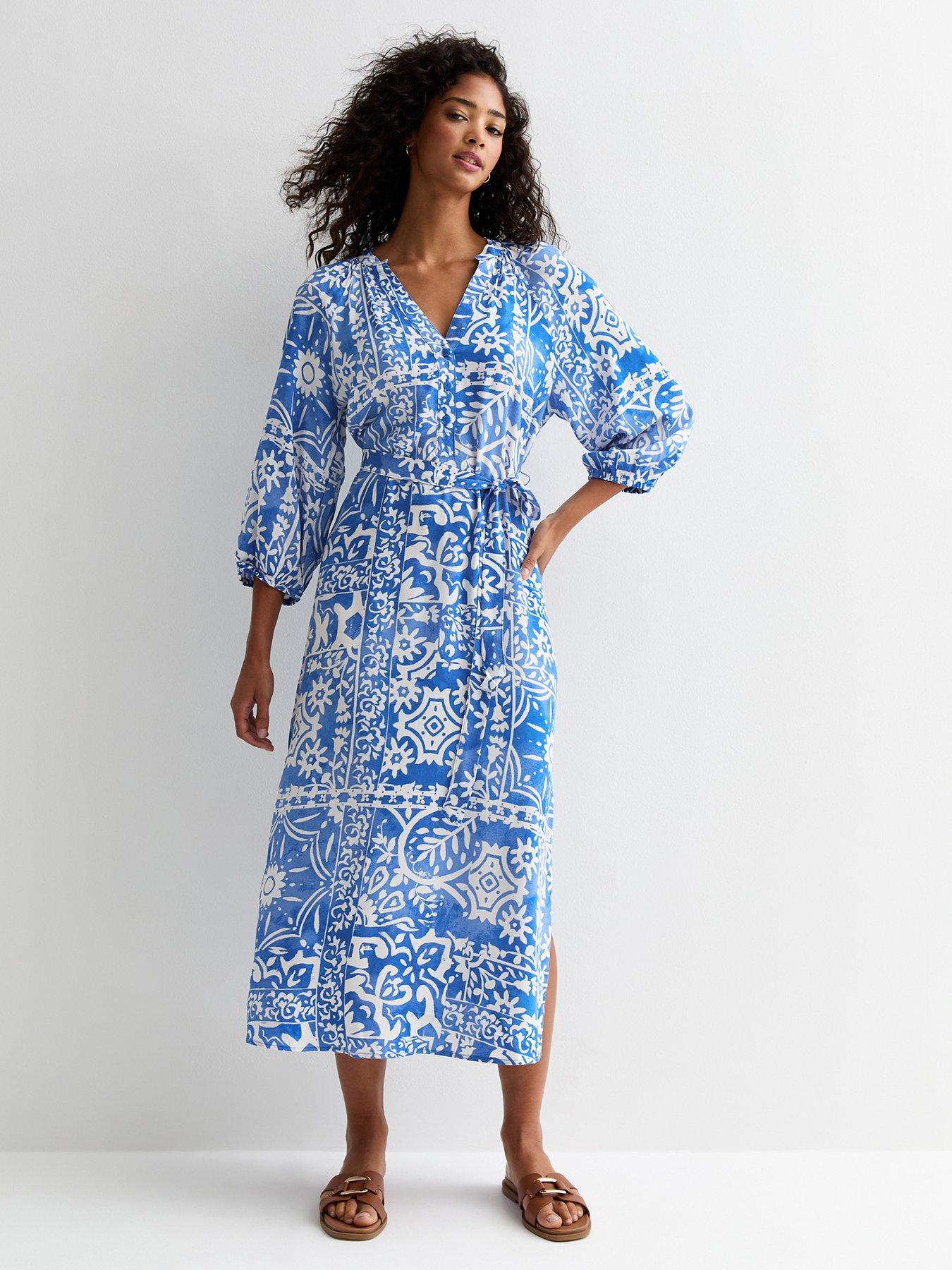 new-look-blue-tile-print-grandad-midi-shirt-dress