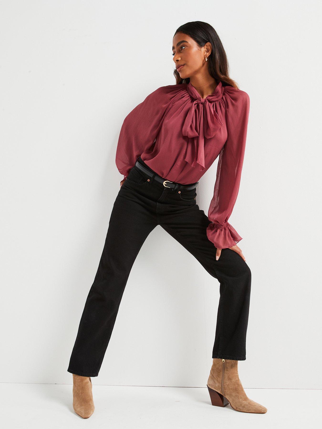 v-by-very-volume-sleeve-pussy-bow-blouse-dusky-pinkback