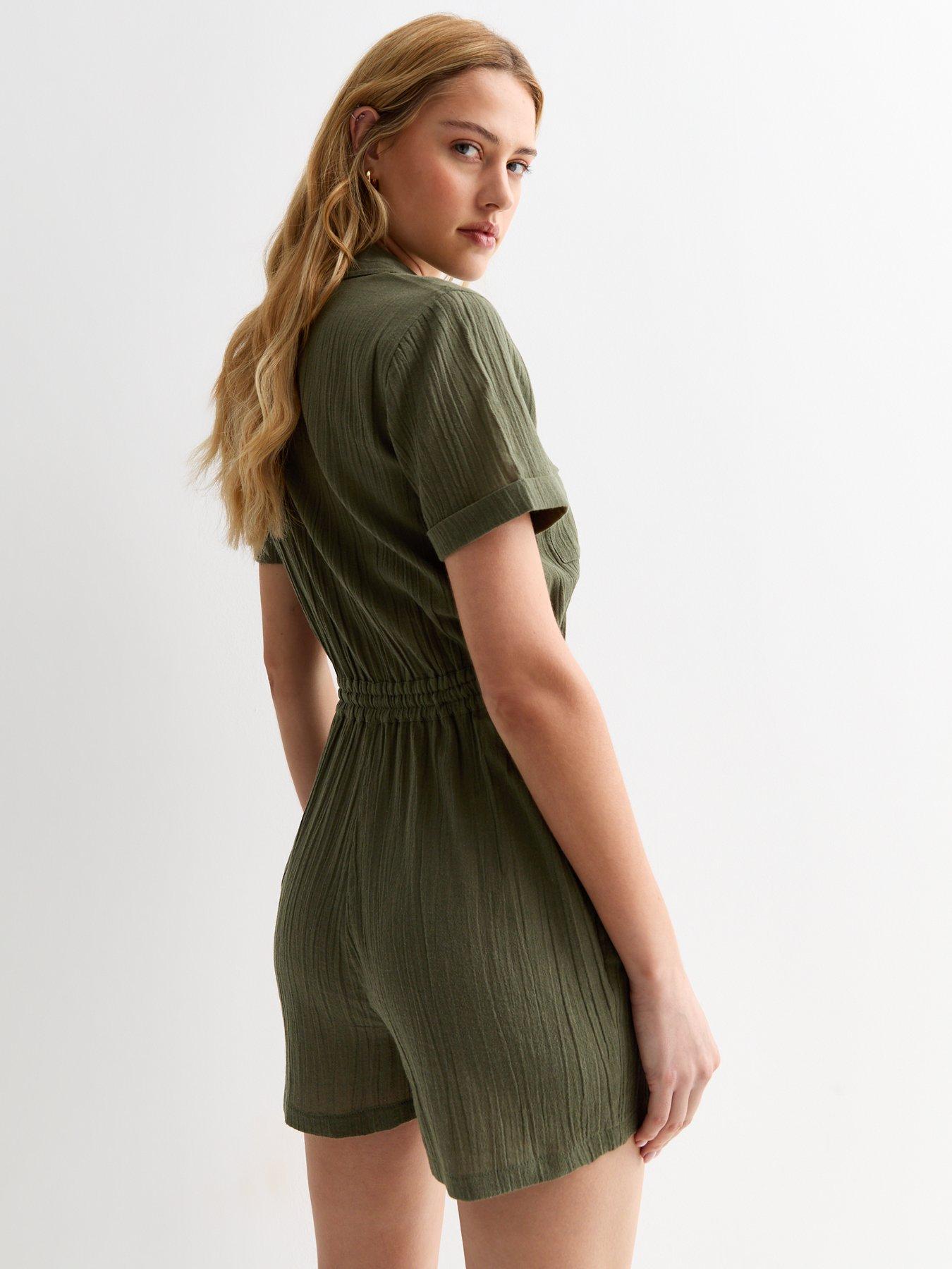 new-look-khaki-short-sleeve-utility-cotton-playsuitstillFront