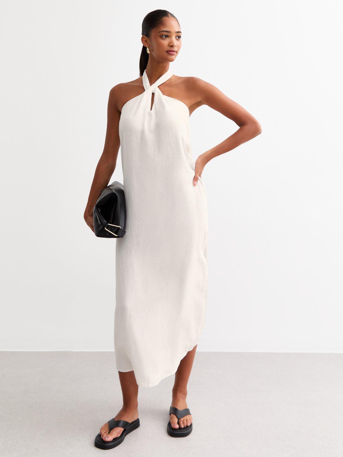 new-look-off-white-linen-blend-halter-neck-midi-dress