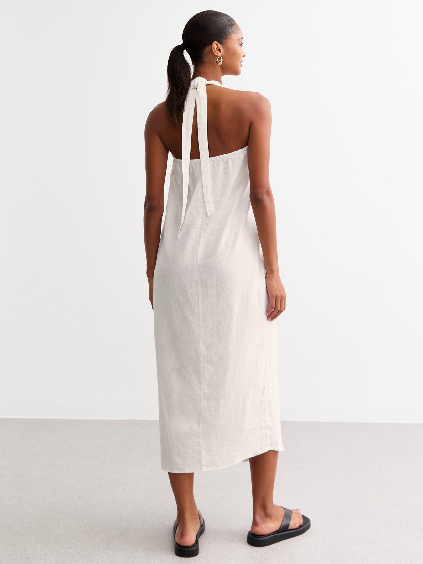 new-look-off-white-linen-blend-halter-neck-midi-dressstillFront