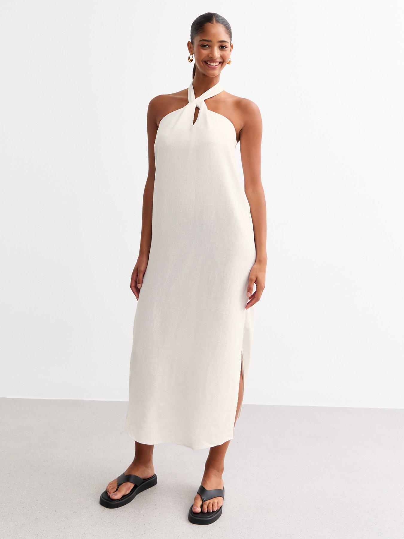 new-look-off-white-linen-blend-halter-neck-midi-dressback