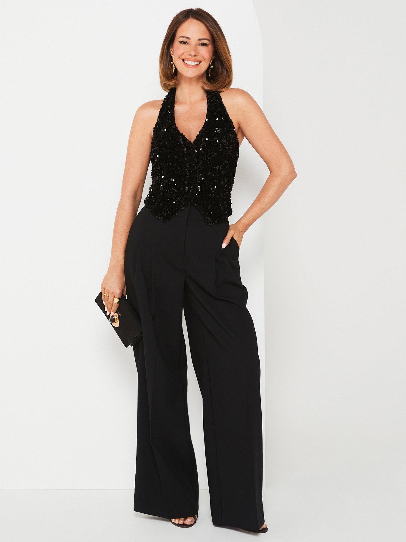 undefined X Carol Byrne High Waist Ultra Wide Leg Trouser - Black