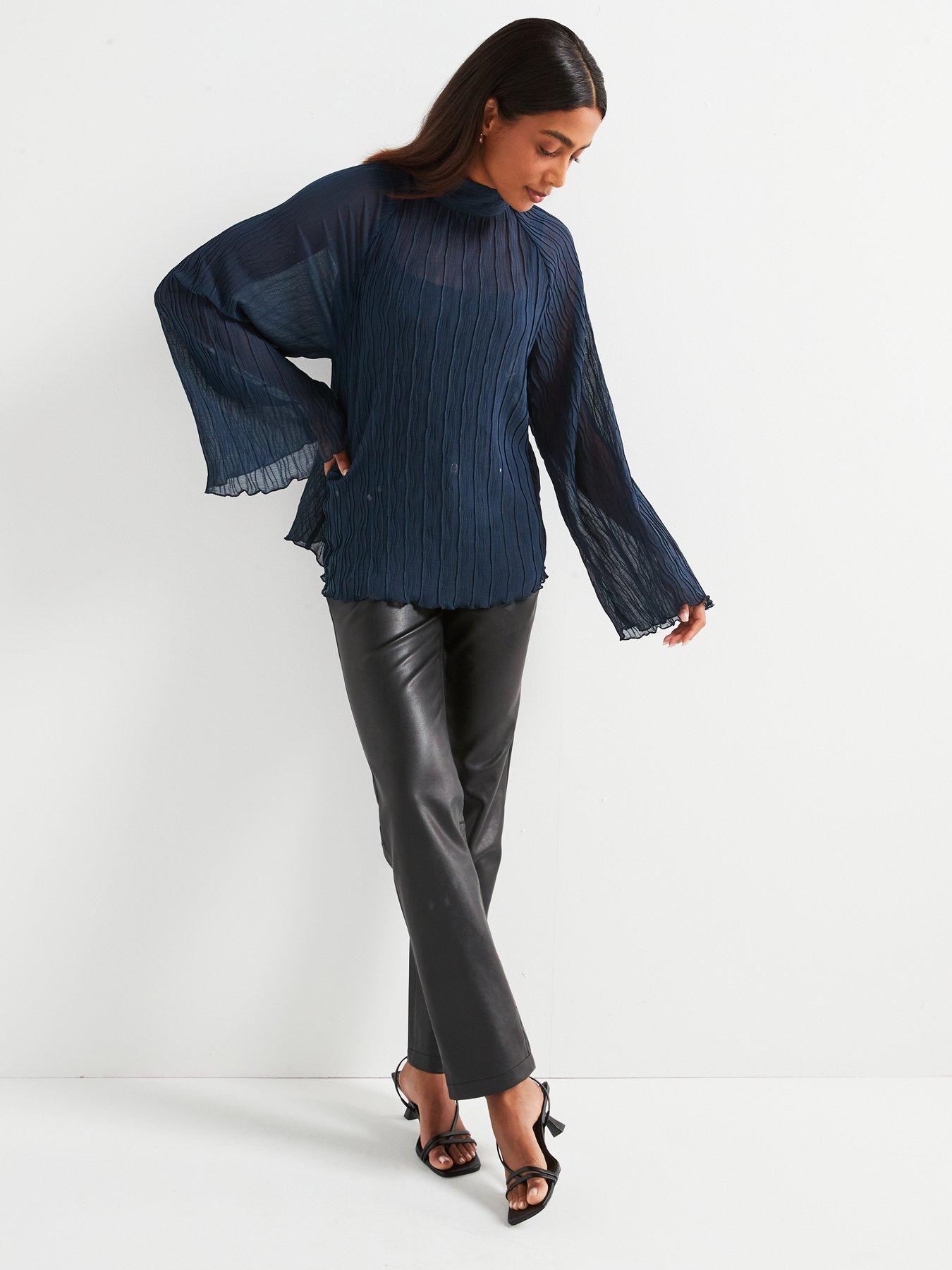 v-by-very-plisse-high-neck-blouse-navyback