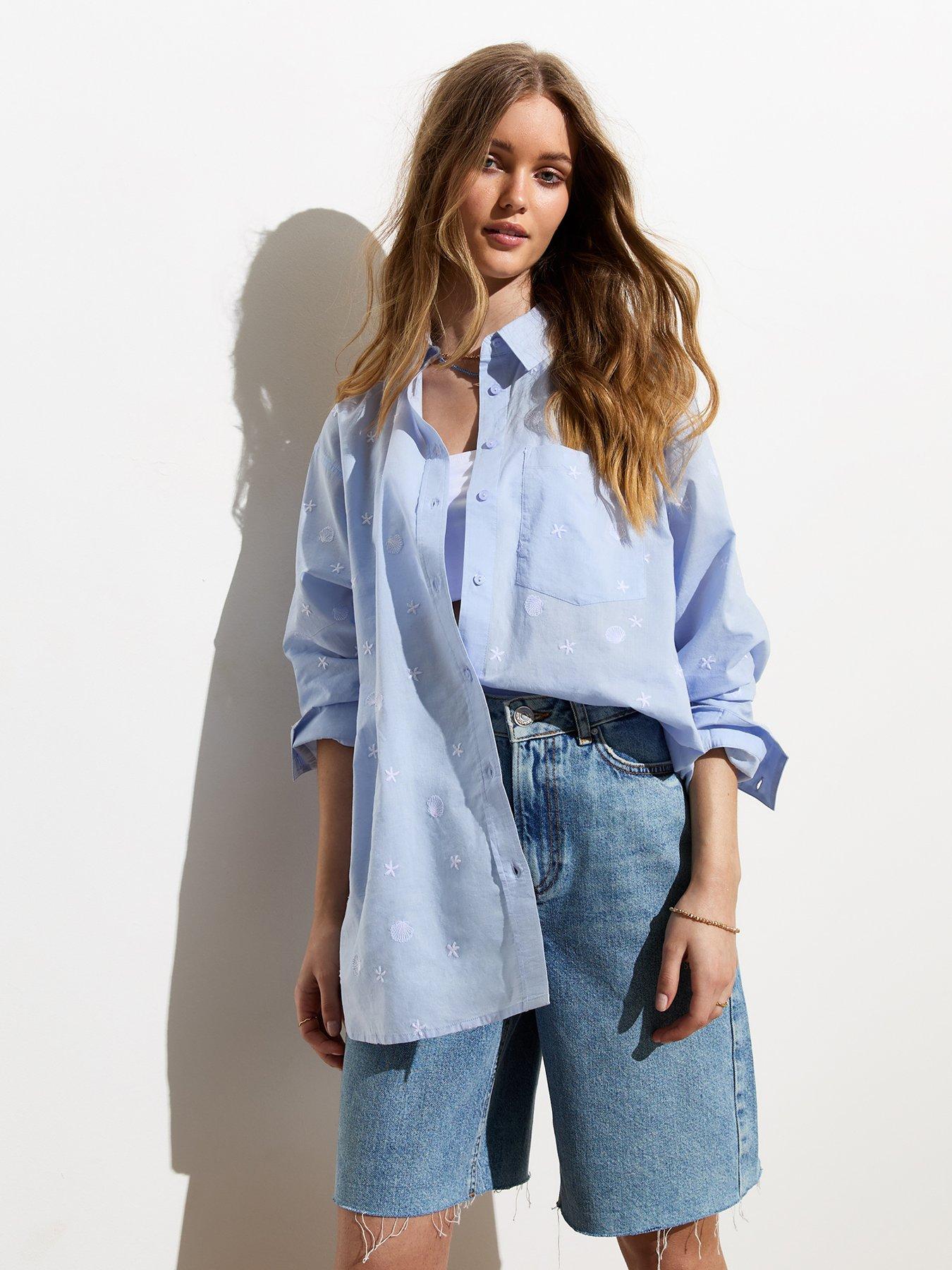 new-look-blue-embroidered-shell-poplin-longline-shirt