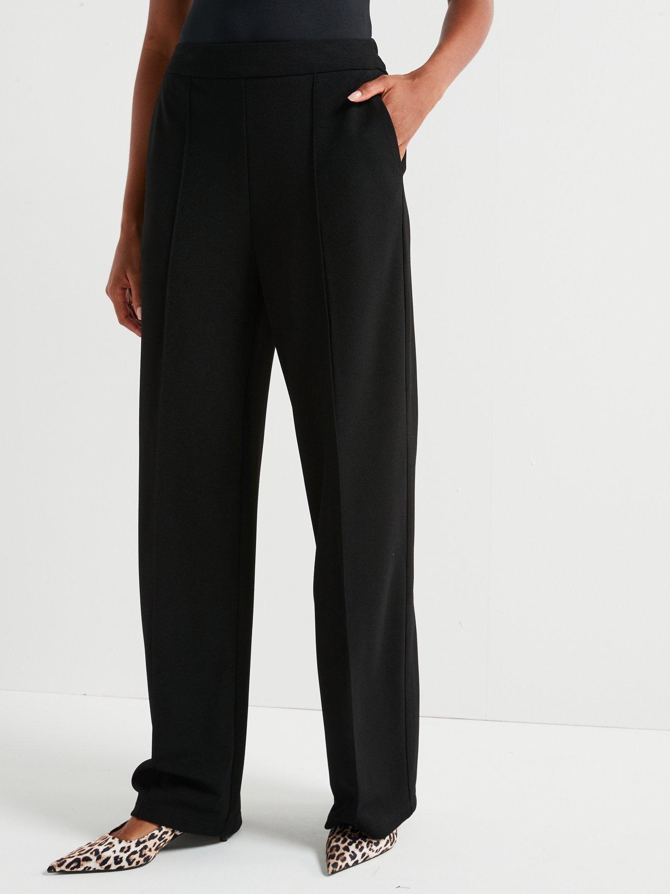 Everyday Pull On Smart Wide Leg Trouser - Black