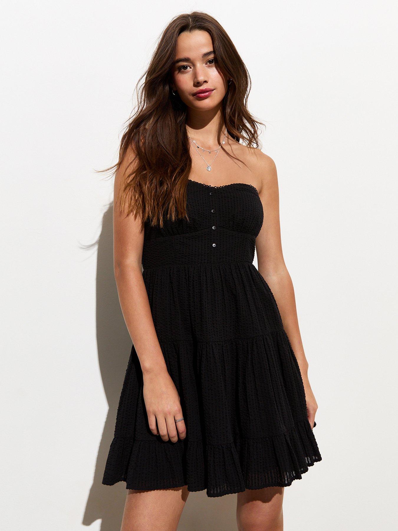 New Look Black Linen Blend Open Back Mini Dress Very Ireland