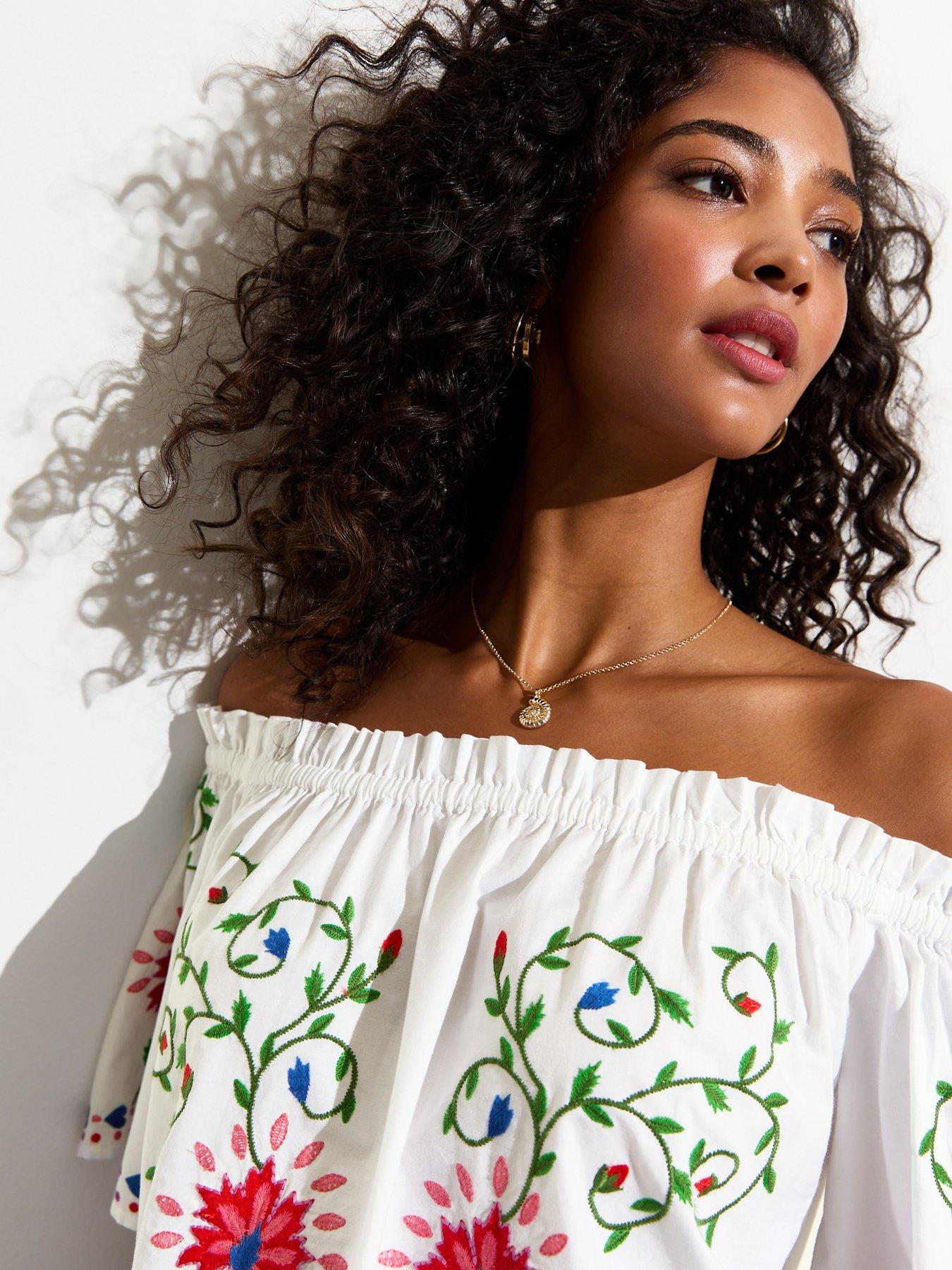 new-look-white-cotton-tropical-embroidered-off-the-shoulder-topoutfit