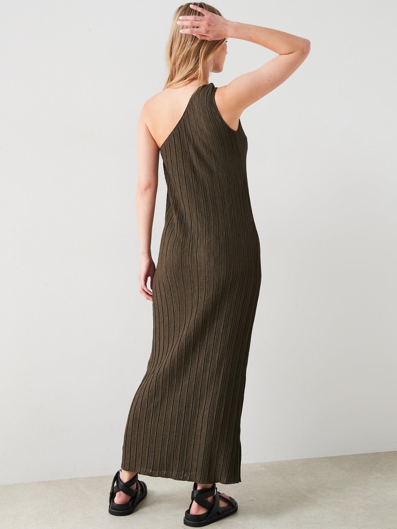 mango-asymmetrical-knit-dress-khakistillFront