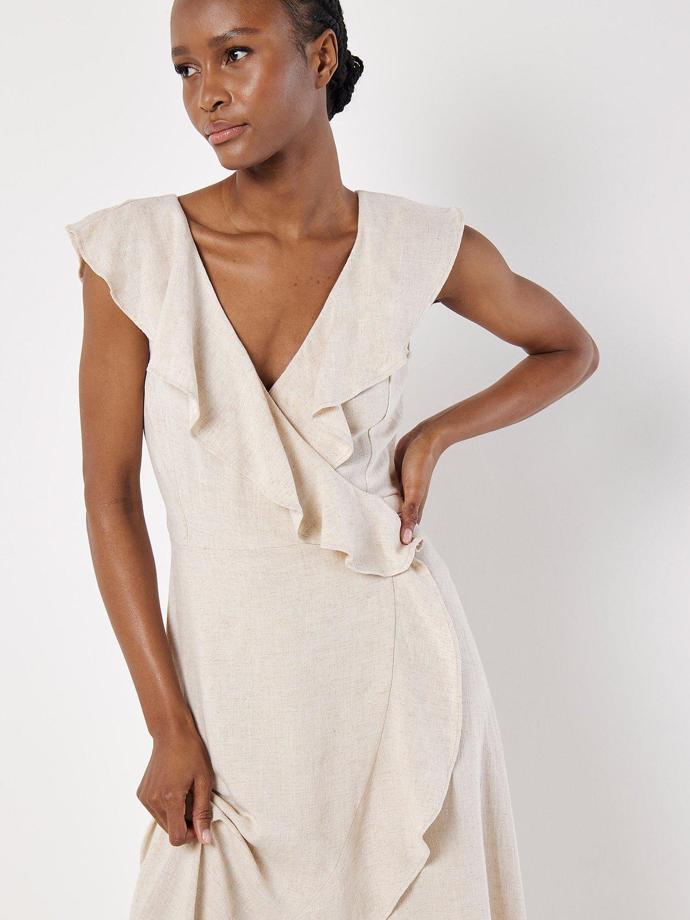 apricot-apricot-ruffle-wrap-hi-lo-linen-mix-drsstillFront