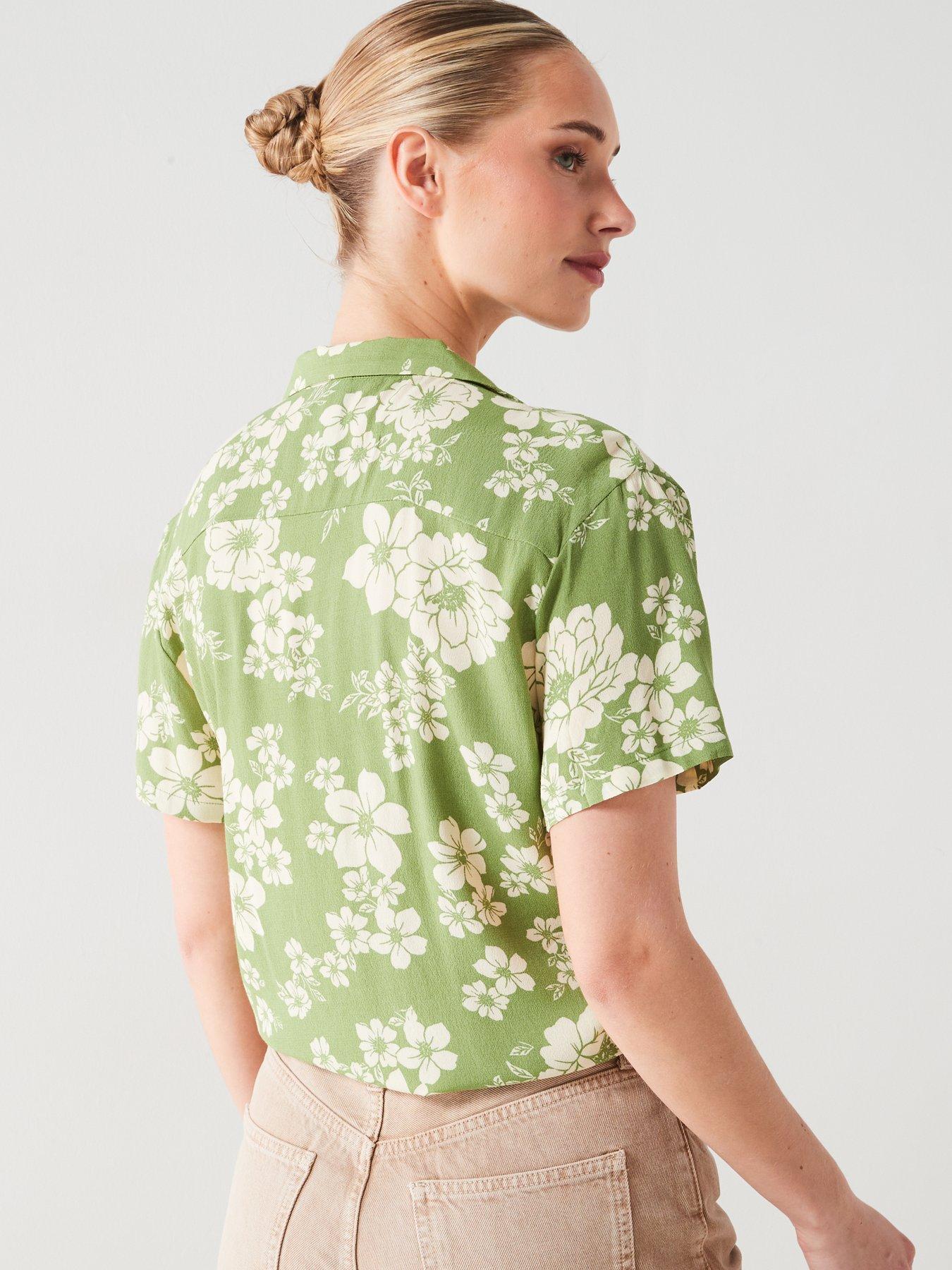 mango-floral-print-shirt-with-knot-detail-greenstillFront